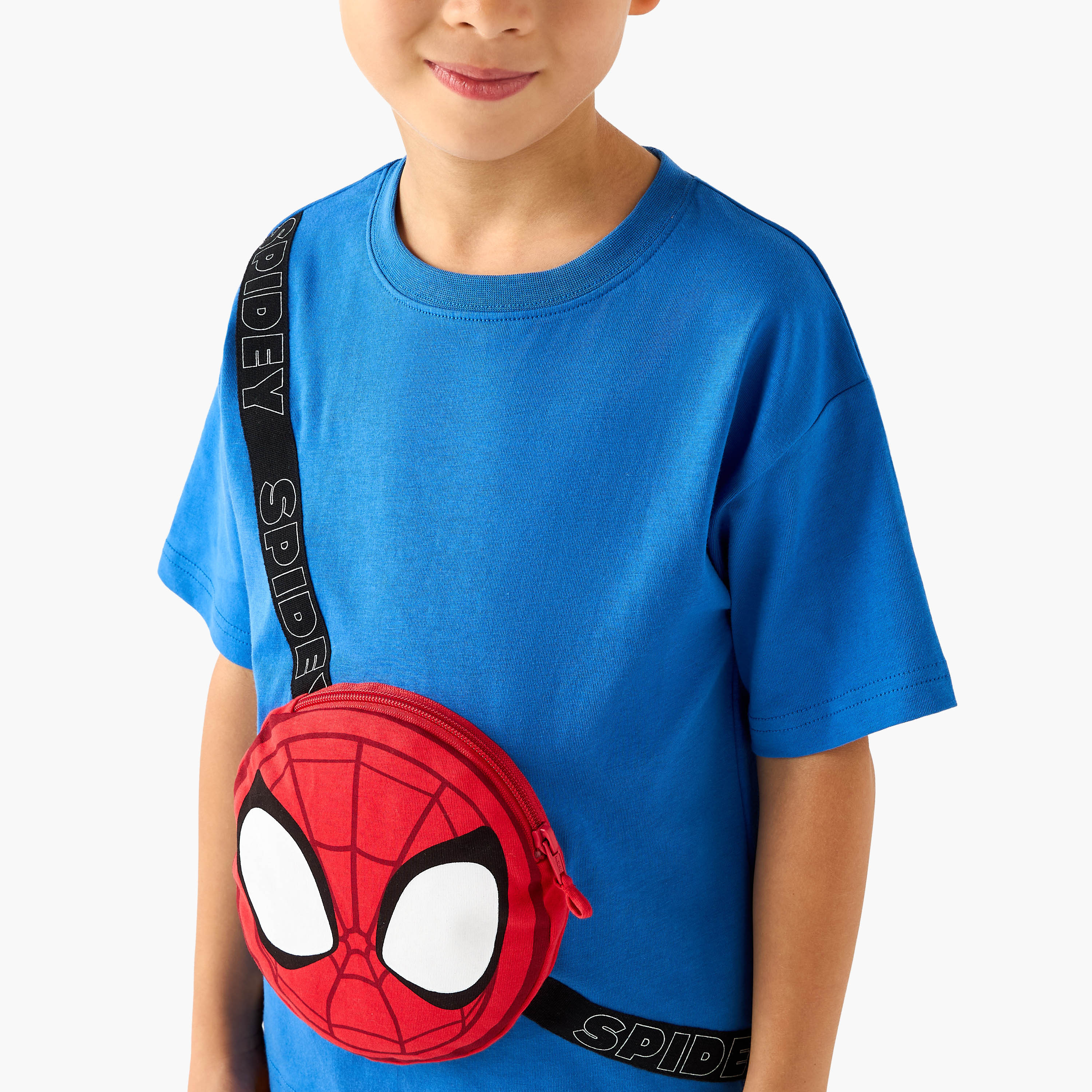 Crew Neck Short Sleeves T-shirt with Spider-Man Bag Applique-boys-clothing-tshirtsandpolos-image-4
