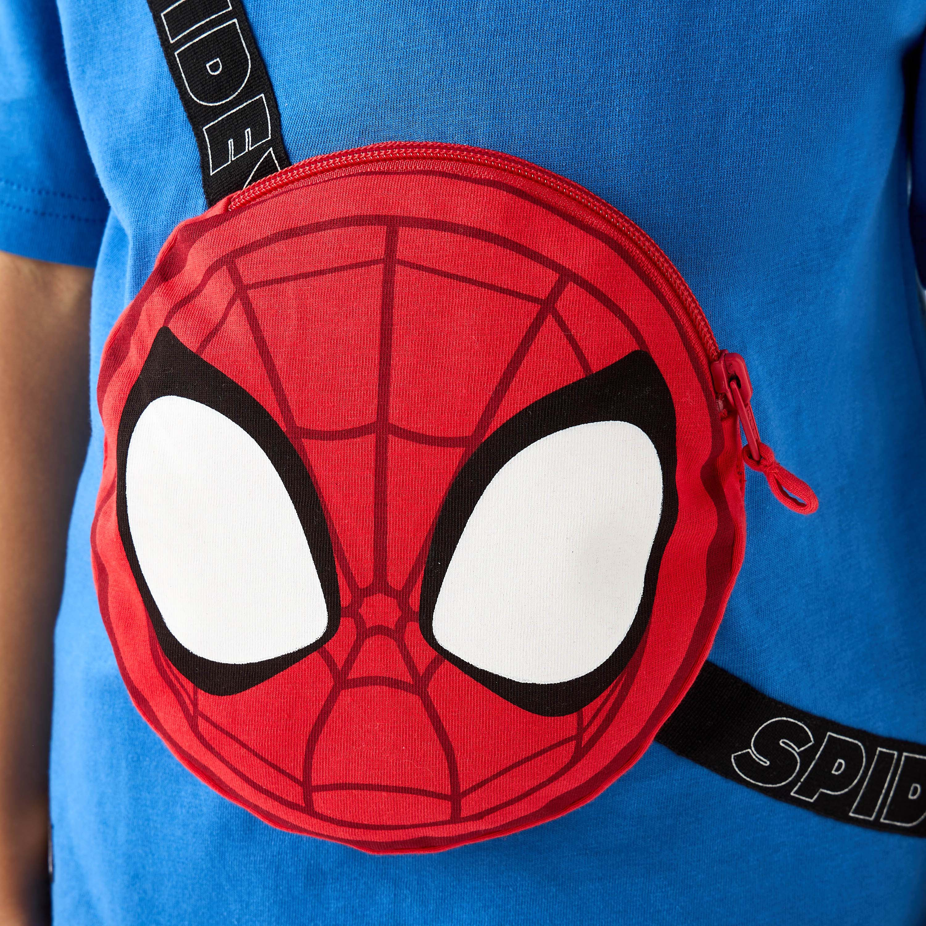 Crew Neck Short Sleeves T-shirt with Spider-Man Bag Applique-boys-clothing-tshirtsandpolos-image-5