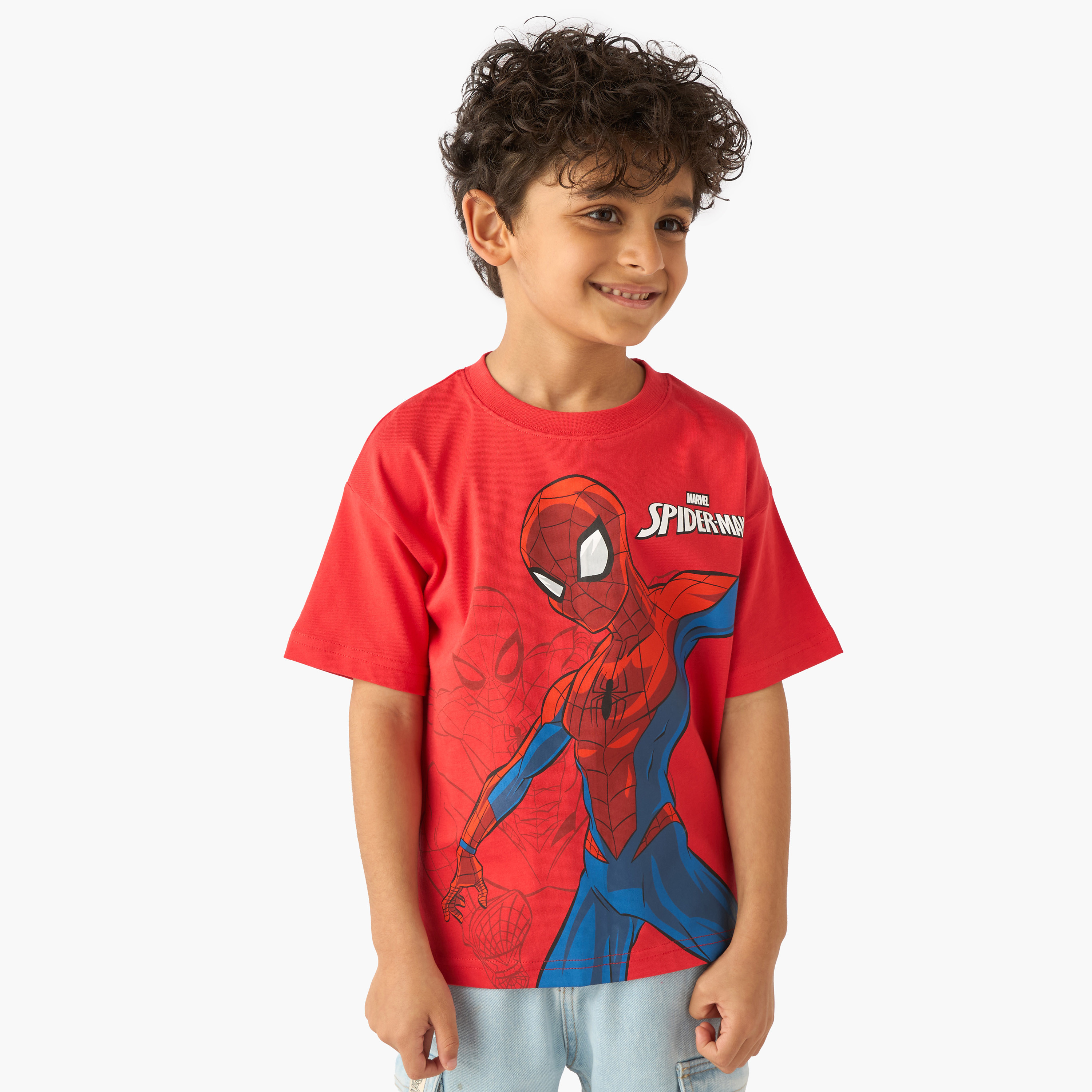 Crew Neck Short Sleeves T-shirt with Spider-Man Print-boys-clothing-tshirtsandpolos-image-1