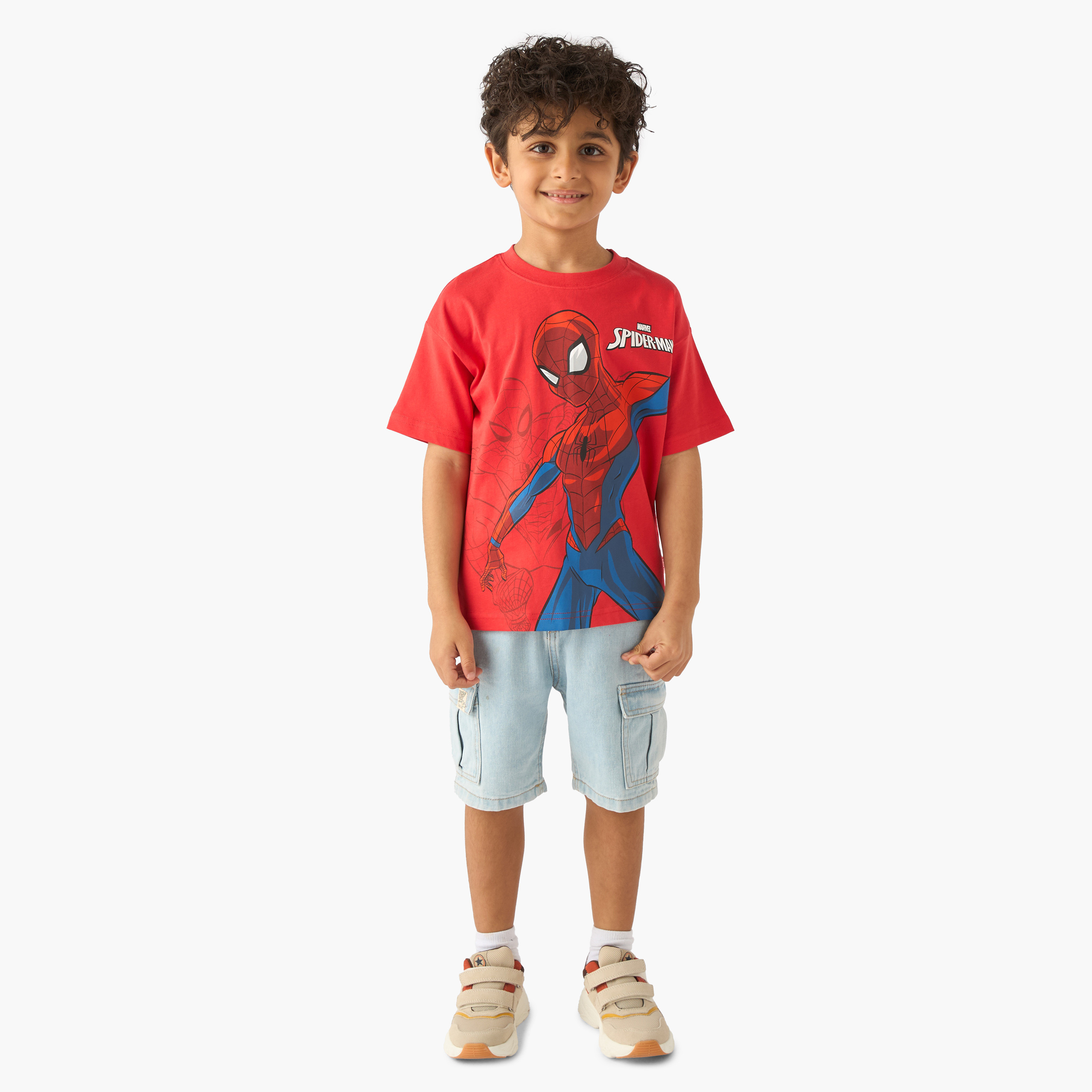 Crew Neck Short Sleeves T-shirt with Spider-Man Print-boys-clothing-tshirtsandpolos-image-2