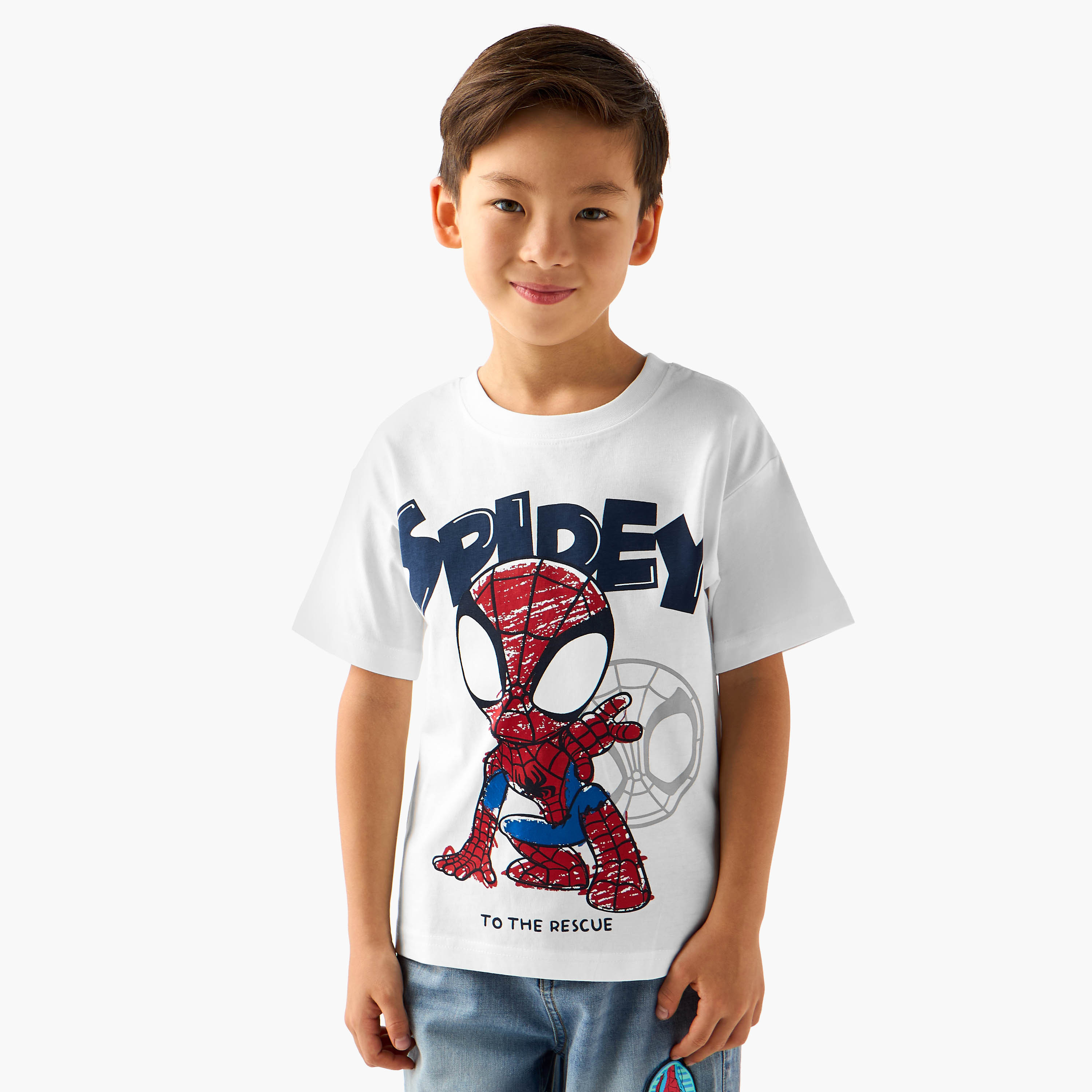 Crew Neck Short Sleeves T-shirt with Spider-Man Print-boys-clothing-tshirtsandpolos-image-1
