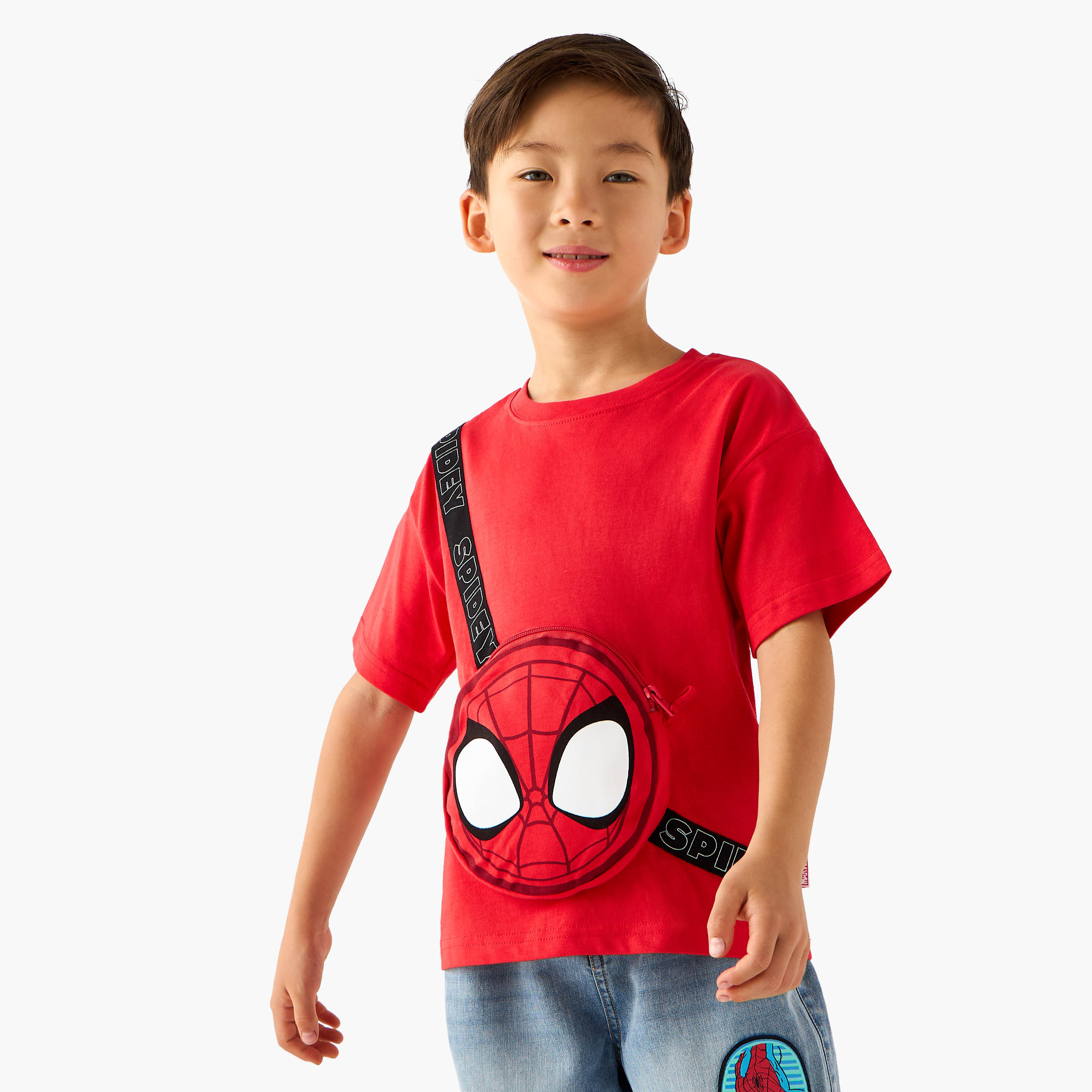 Crew Neck Short Sleeves T-shirt with Spider-Man Print-boys-clothing-tshirtsandpolos-image-1