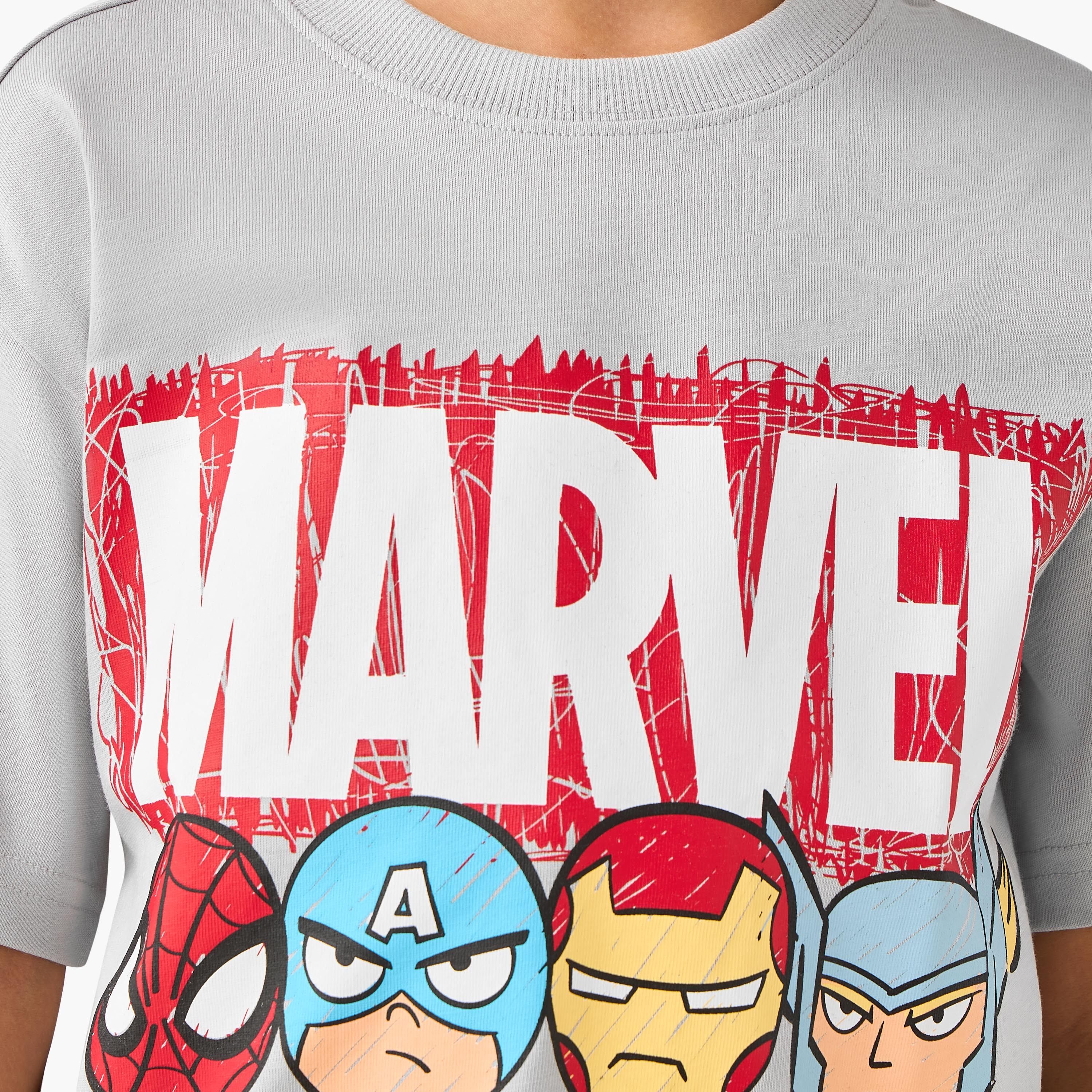 تيشيرت بطبعات أفنجرز وياقة ضيقة وأكمام قصيرة-boys-clothing-tshirtsandpolos-image-5