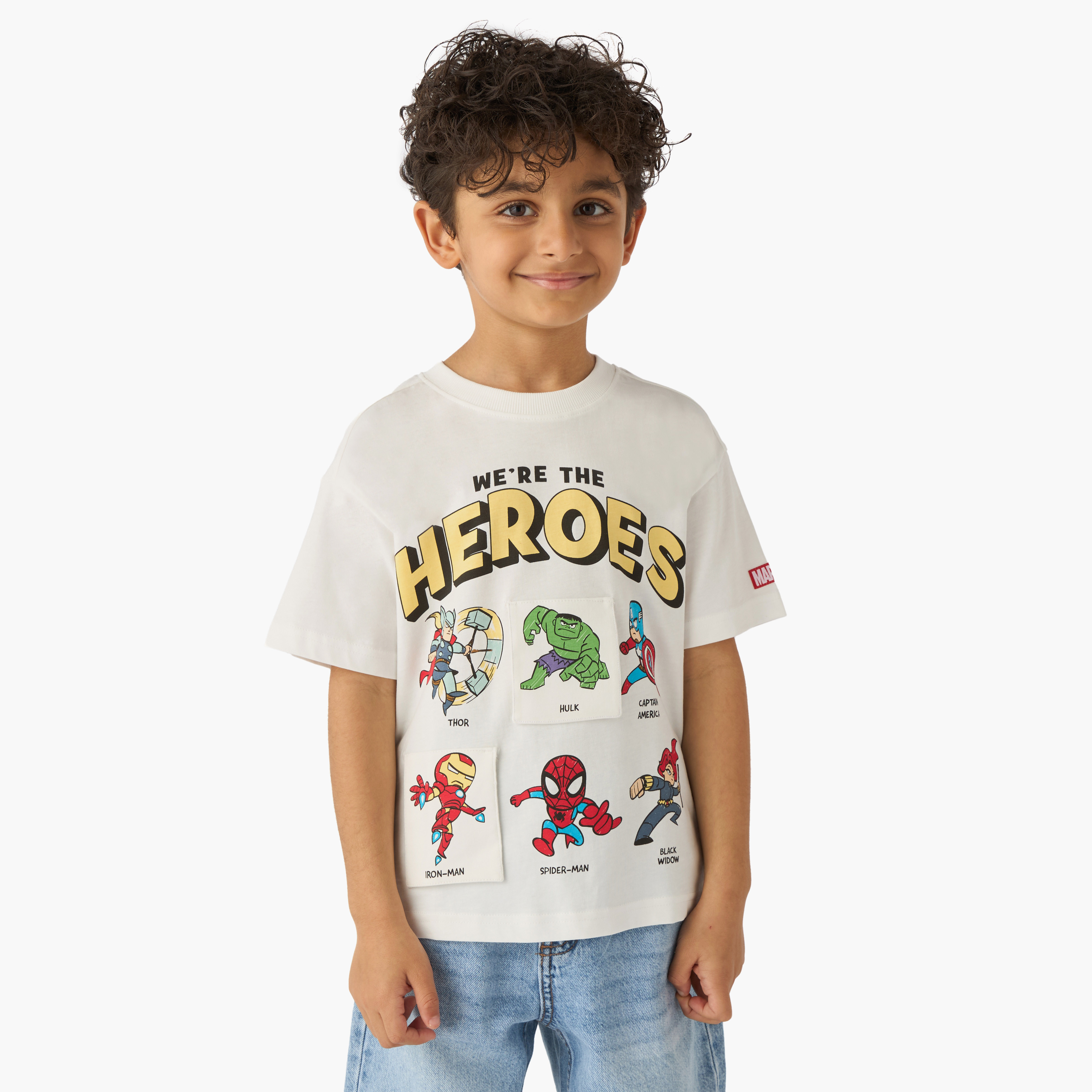 Crew Neck Short Sleeves T-shirt with Avengers Print-boys-clothing-tshirtsandpolos-image-1