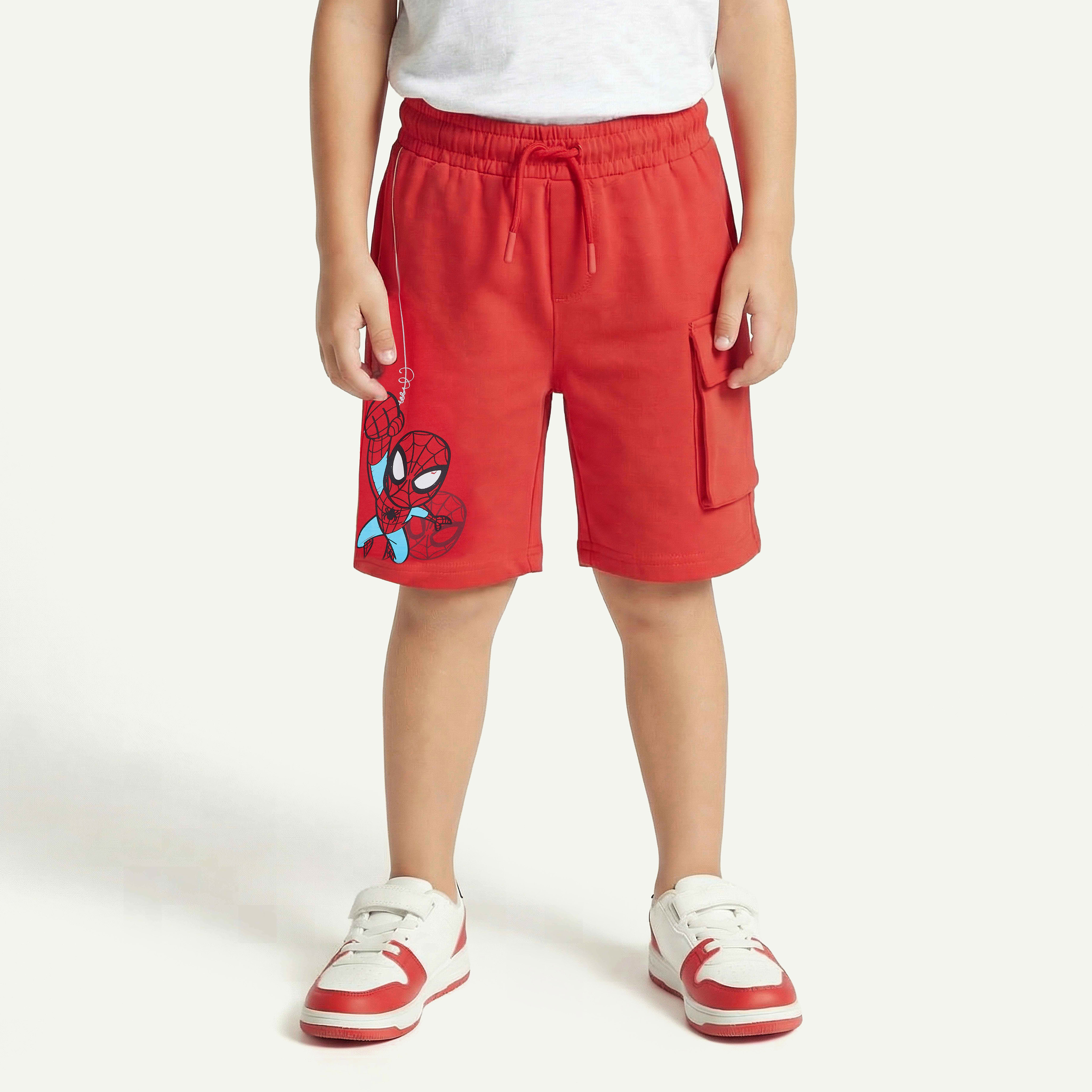 Knee Length Elasticated Drawstring Waist Shorts with Spider-Man Print-boys-clothing-bottoms-shorts-image-1