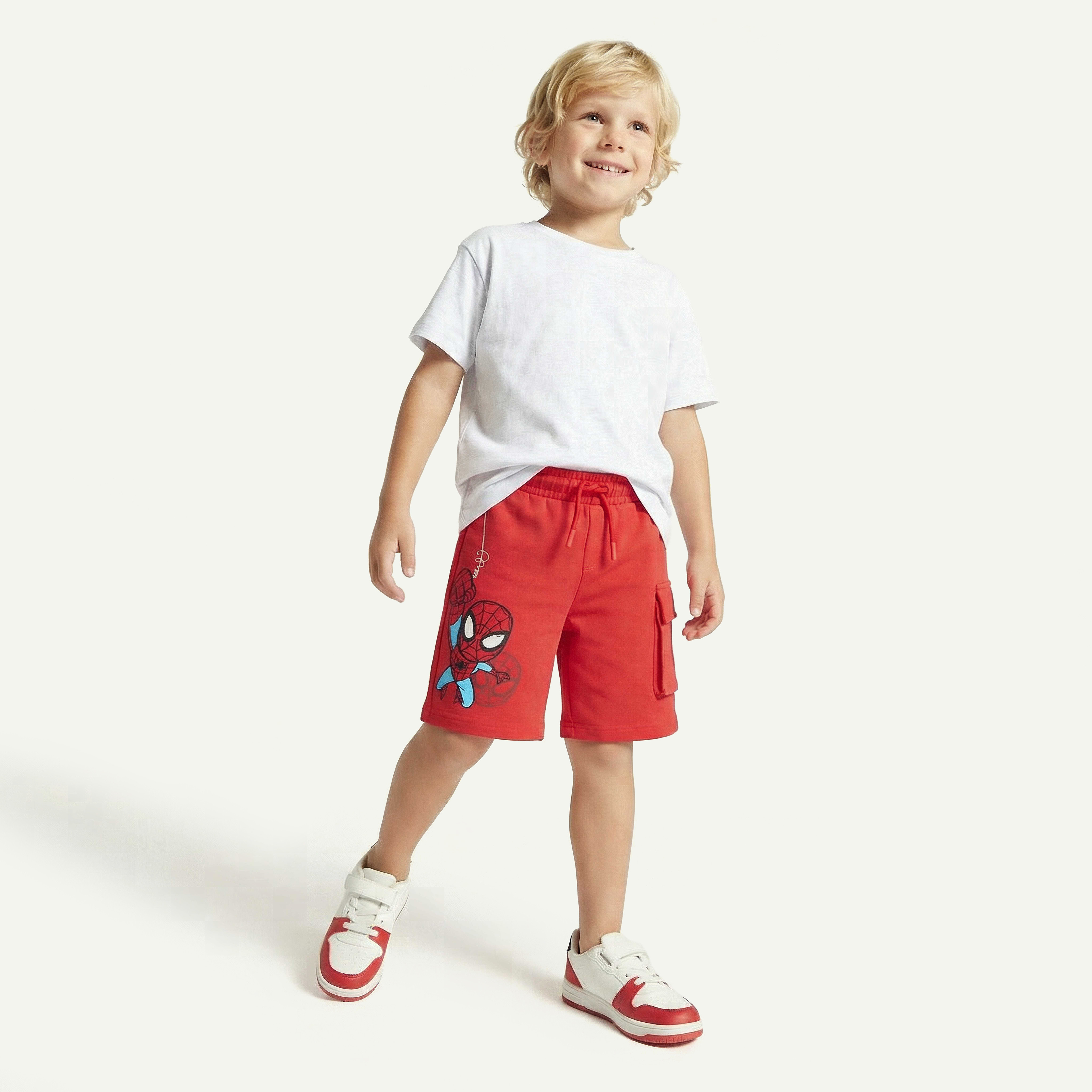 Knee Length Elasticated Drawstring Waist Shorts with Spider-Man Print-boys-clothing-bottoms-shorts-image-2