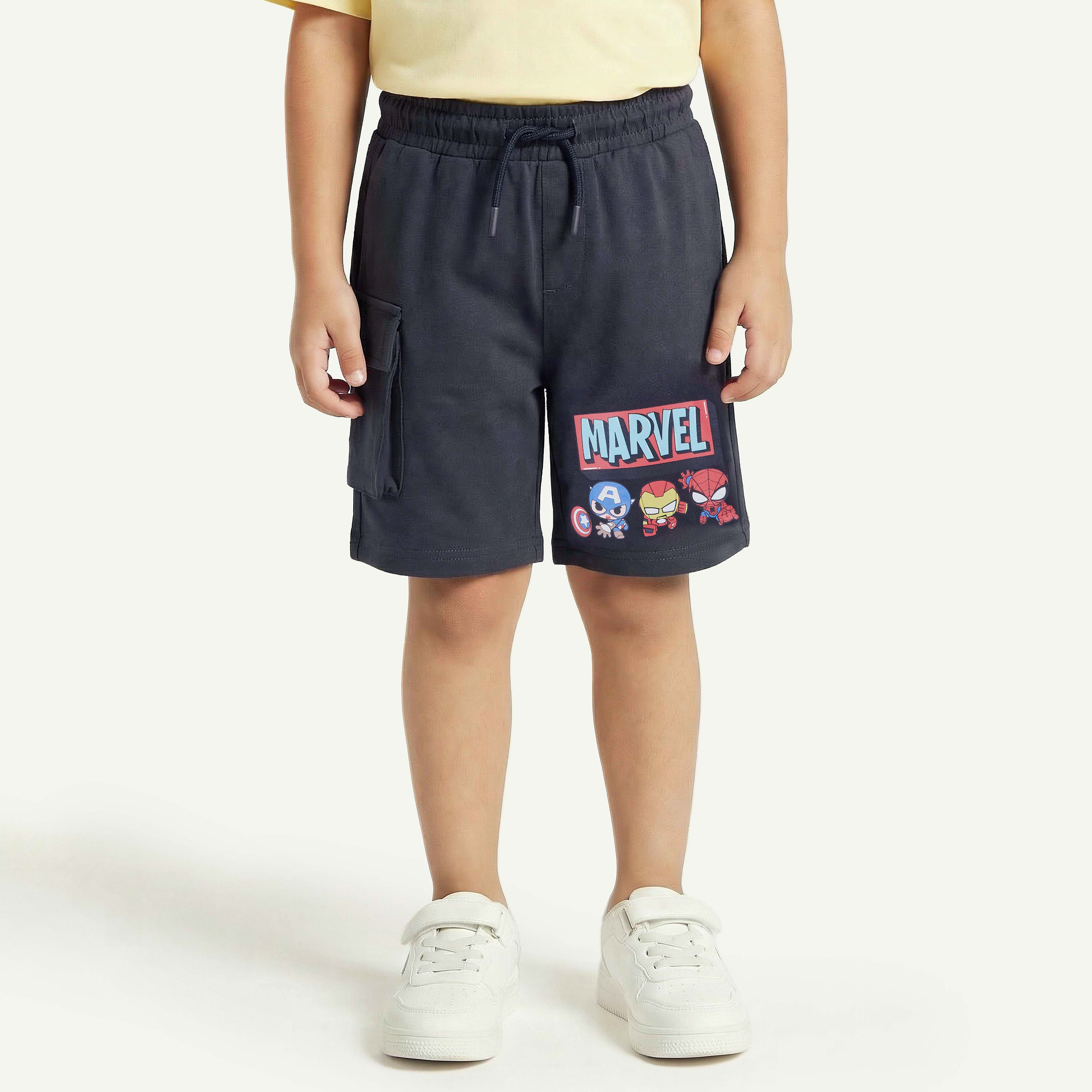 شورت بطول الركبة بخصر مطاطي ورباط بطبعات أفنجرز-boys-clothing-bottoms-shorts-image-1