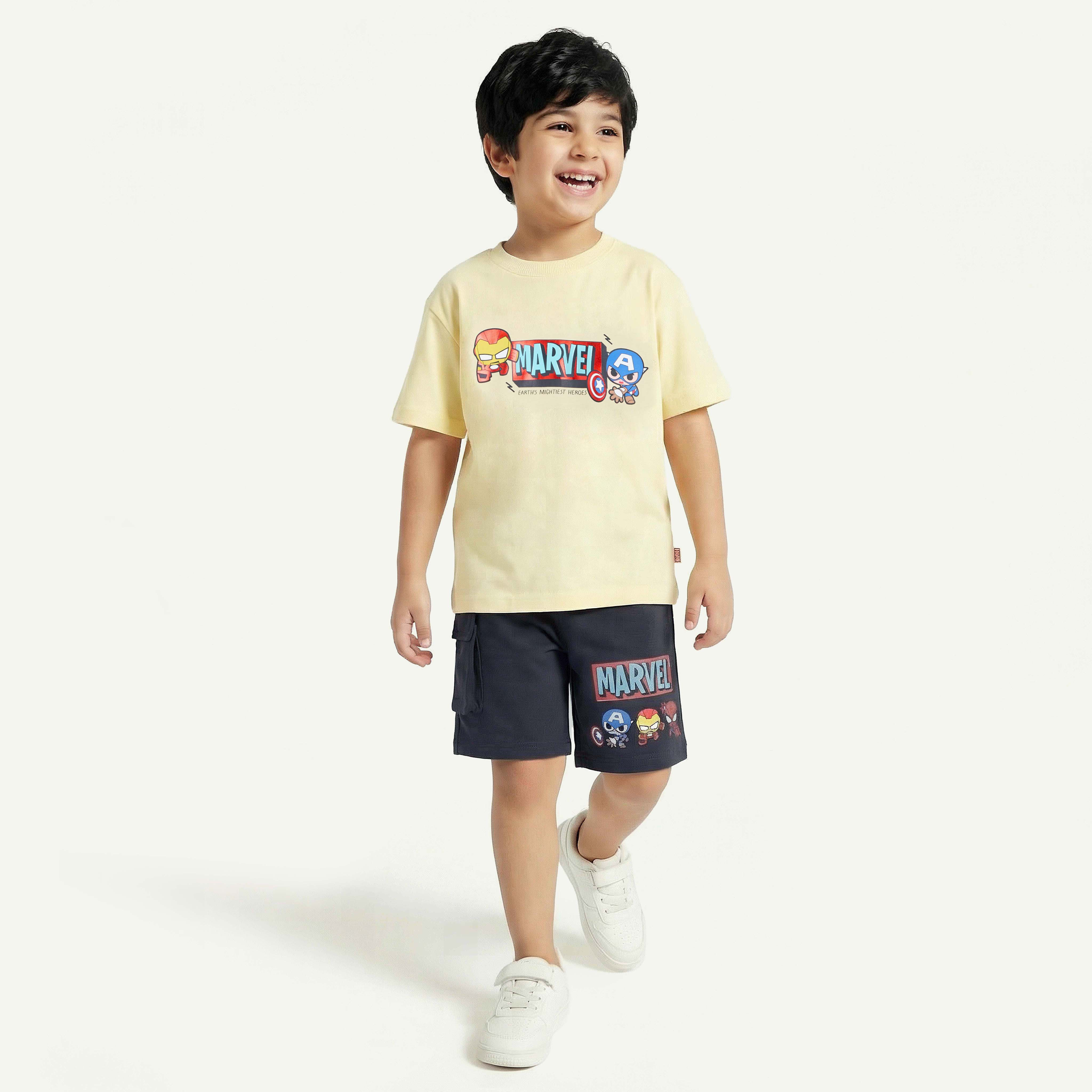 شورت بطول الركبة بخصر مطاطي ورباط بطبعات أفنجرز-boys-clothing-bottoms-shorts-image-6