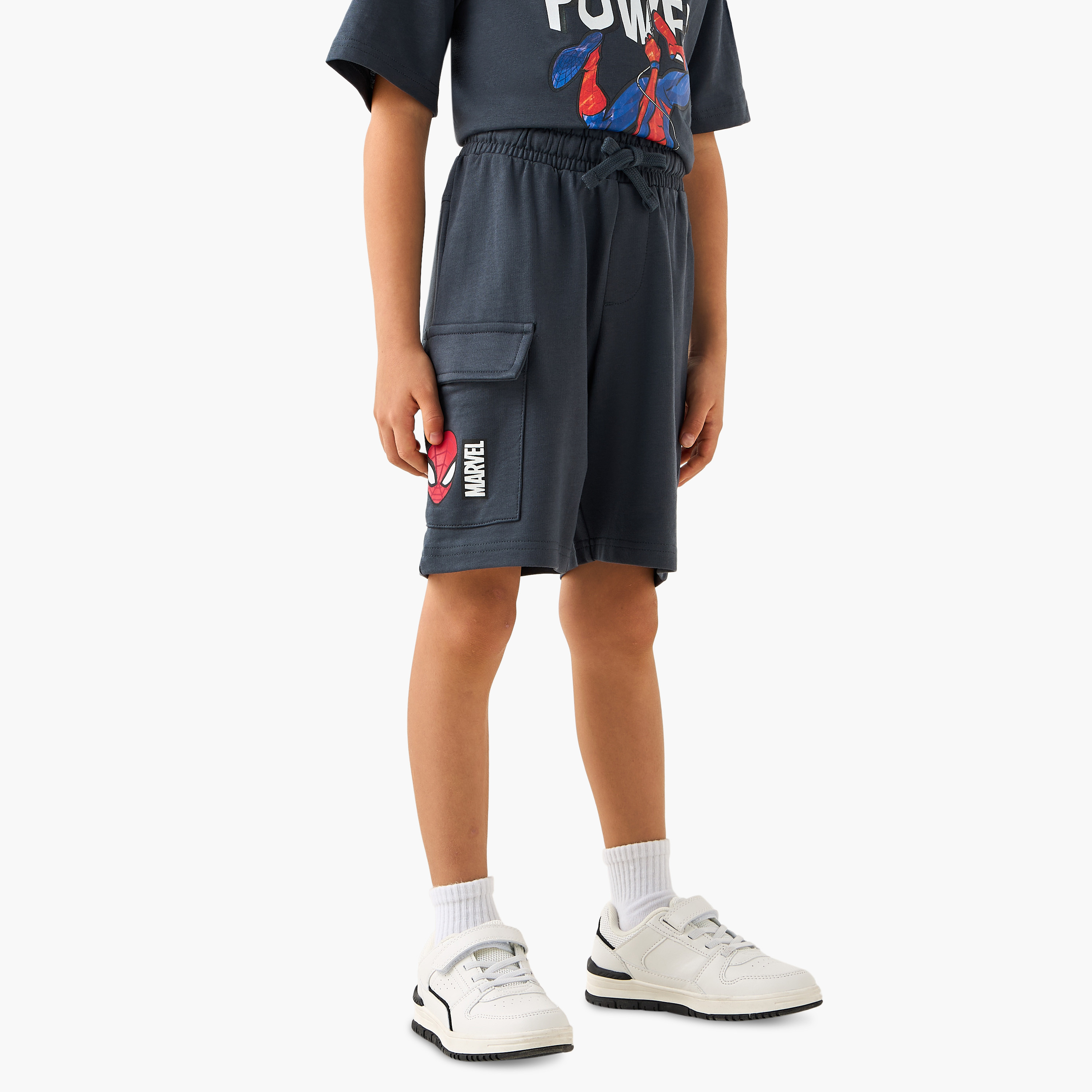 Crew Neck Short Sleeves T-shirt and Shorts Set with Spider-Man Print-boys-clothing-setsandcoords-image-3