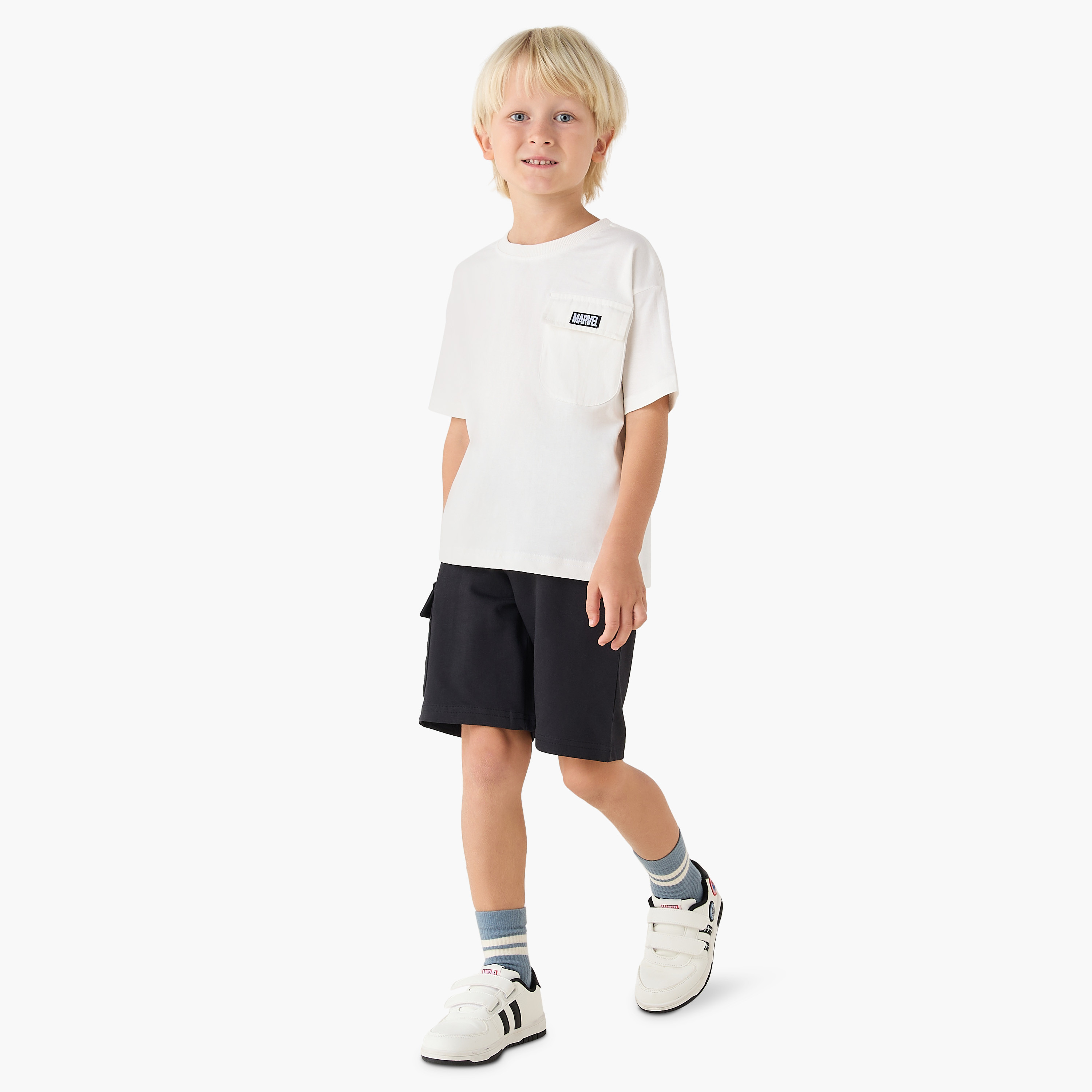 Crew Neck Short Sleeves T-shirt and Shorts Set with Spider-Man Print-baby-boys-clothing-setsandcoords-image-4