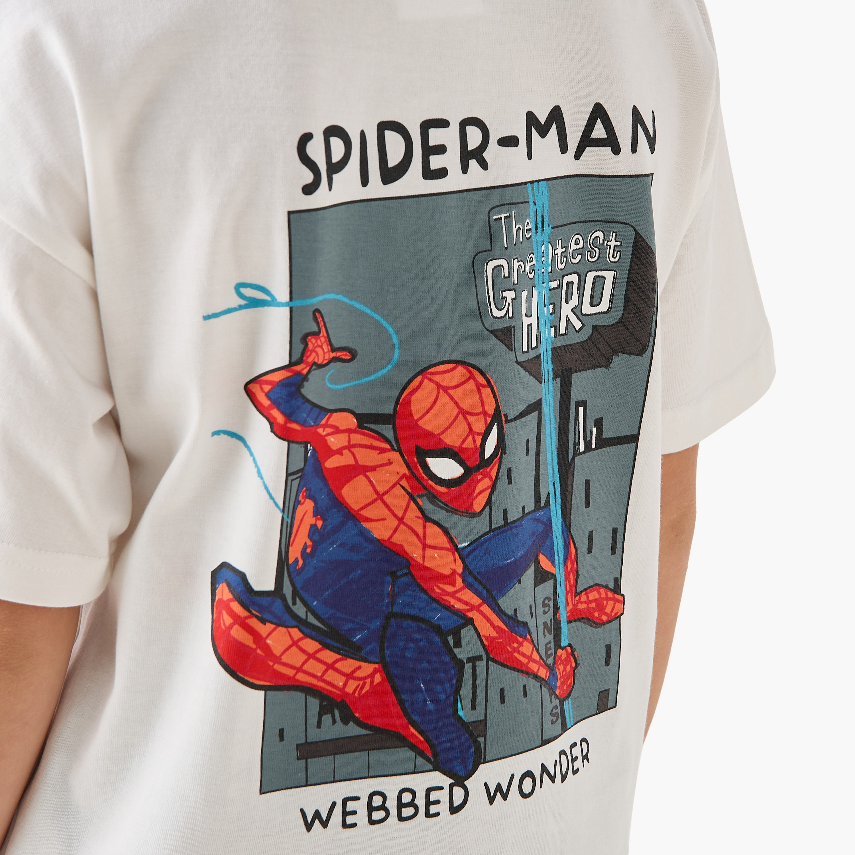 Crew Neck Short Sleeves T-shirt and Shorts Set with Spider-Man Print-baby-boys-clothing-setsandcoords-image-6