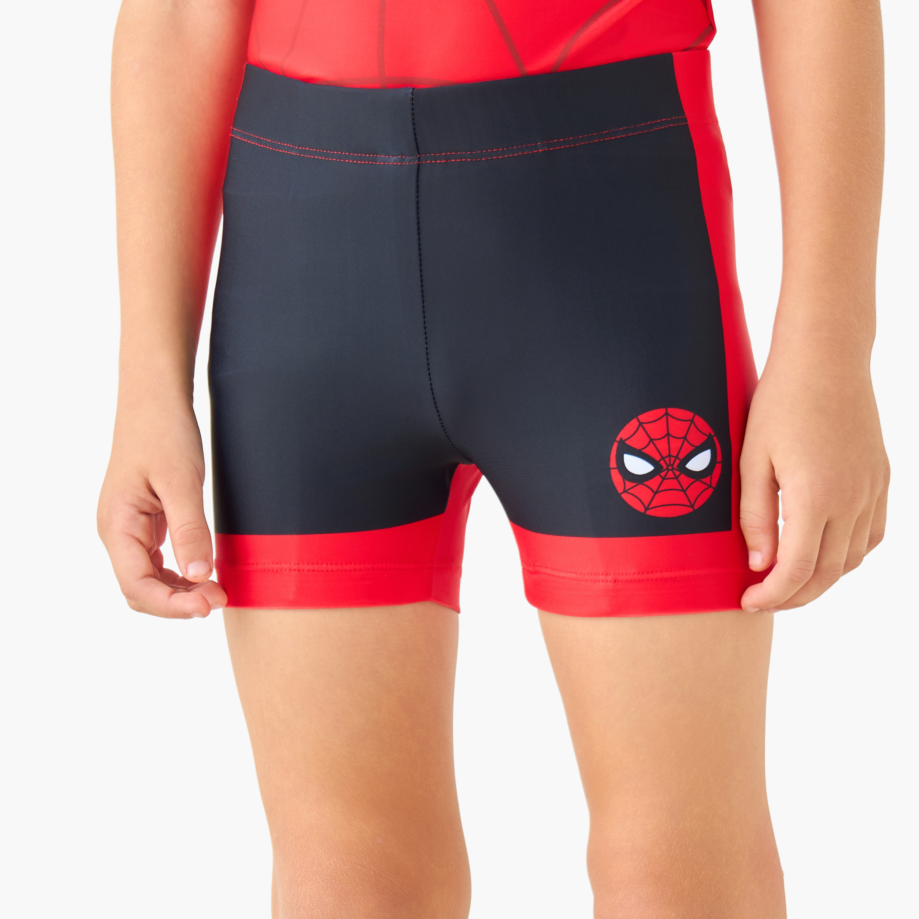 Crew Neck Short Sleeve Swim T-shirt and Shorts Set with Spider-Man Print-boys-clothing-setsandcoords-image-3