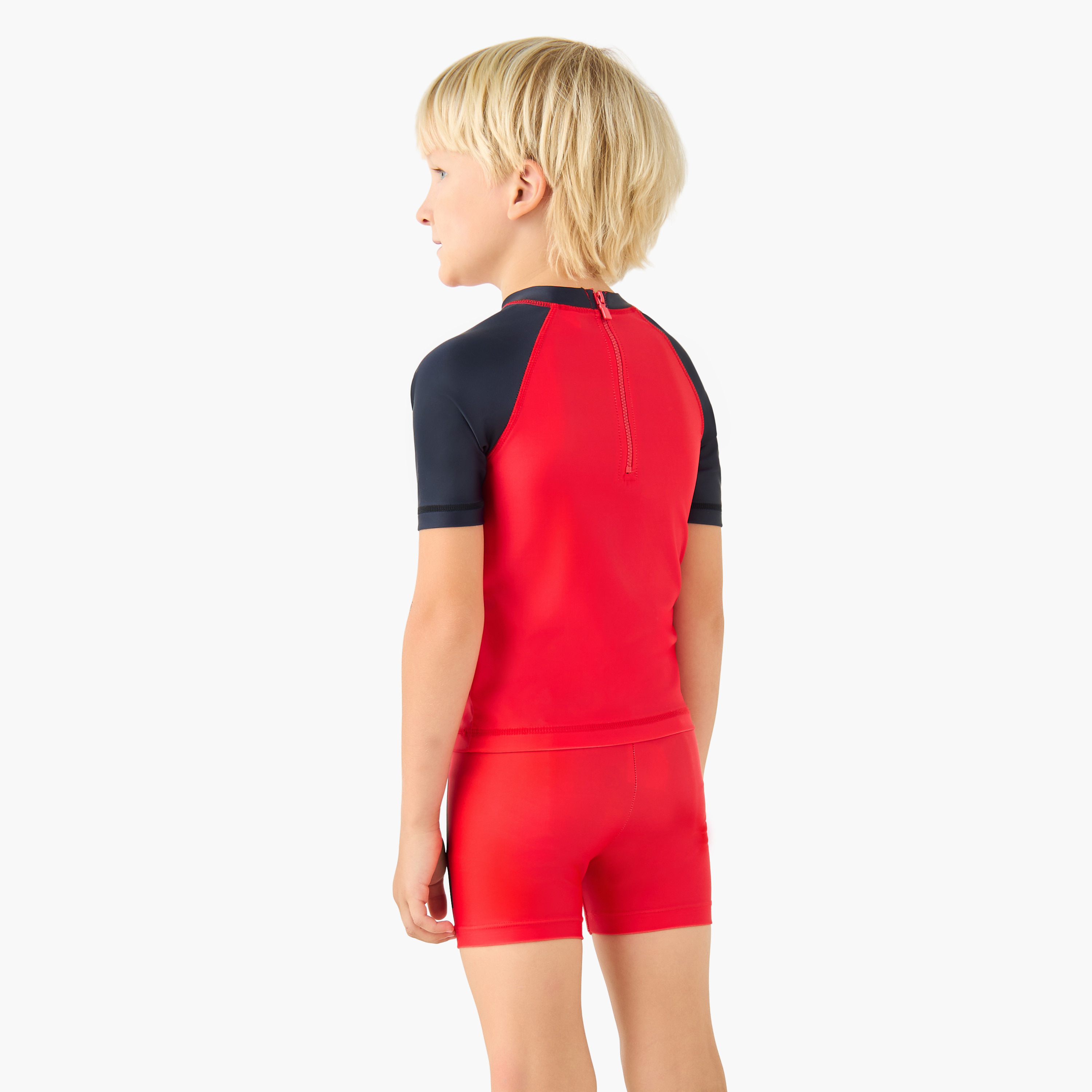 Crew Neck Short Sleeve Swim T-shirt and Shorts Set with Spider-Man Print-boys-clothing-setsandcoords-image-4