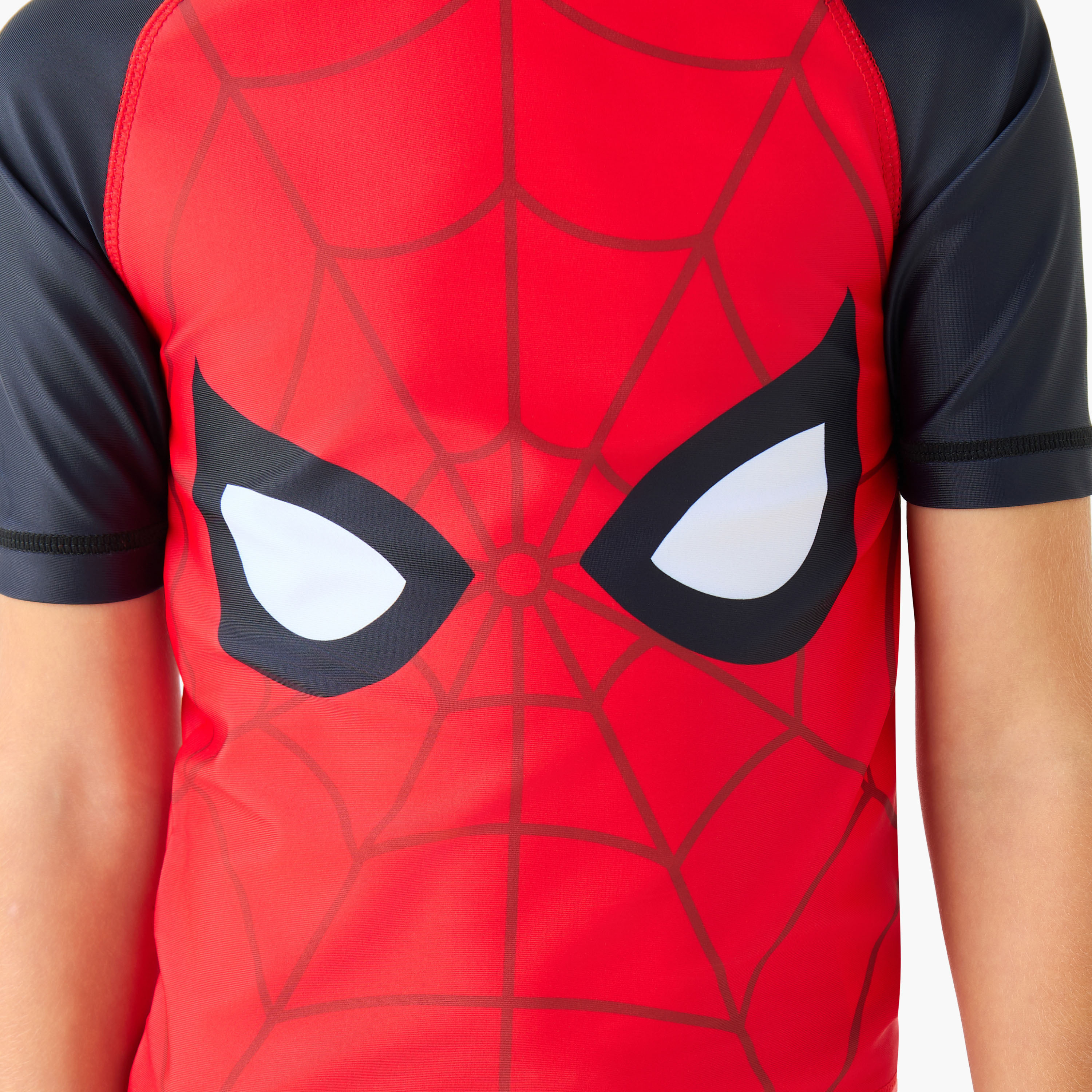 Crew Neck Short Sleeve Swim T-shirt and Shorts Set with Spider-Man Print-boys-clothing-setsandcoords-image-7