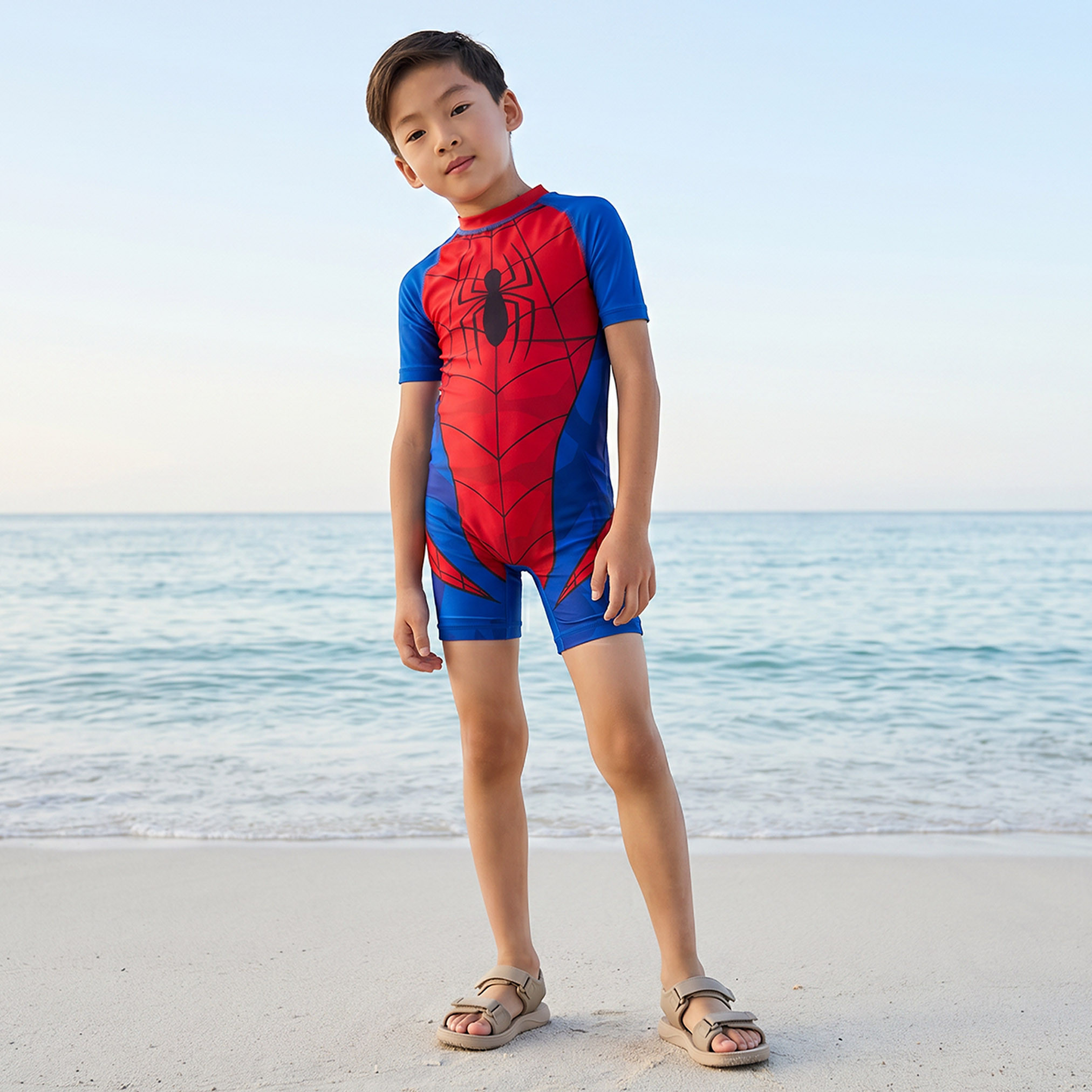 بدلة سباحة بطبعات سبايدر مان للأولاد-baby-boys-clothing-swimwear-image-1