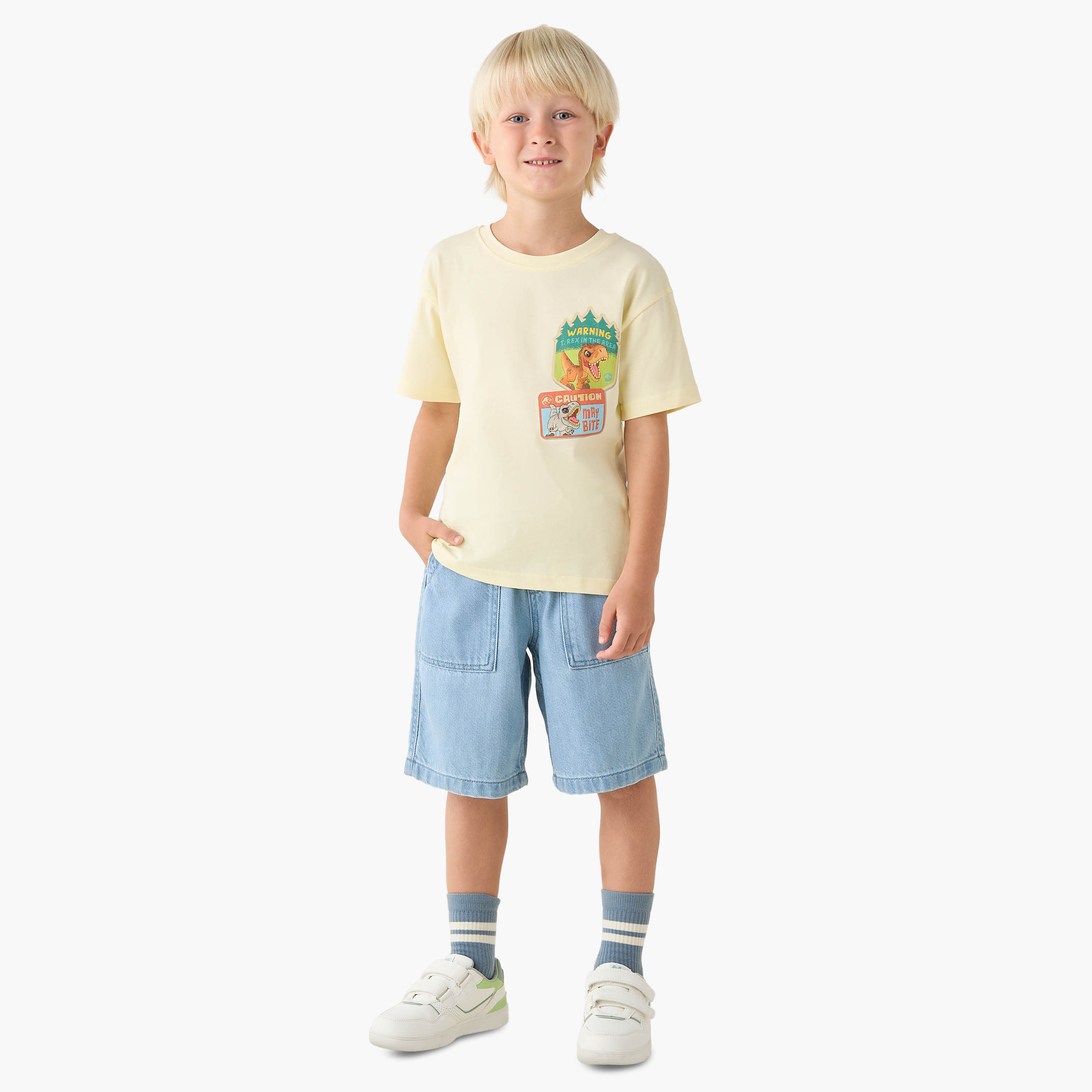 Crew Neck Short Sleeves T-shirt with Jurassic World Print-boys-clothing-tshirtsandpolos-image-2