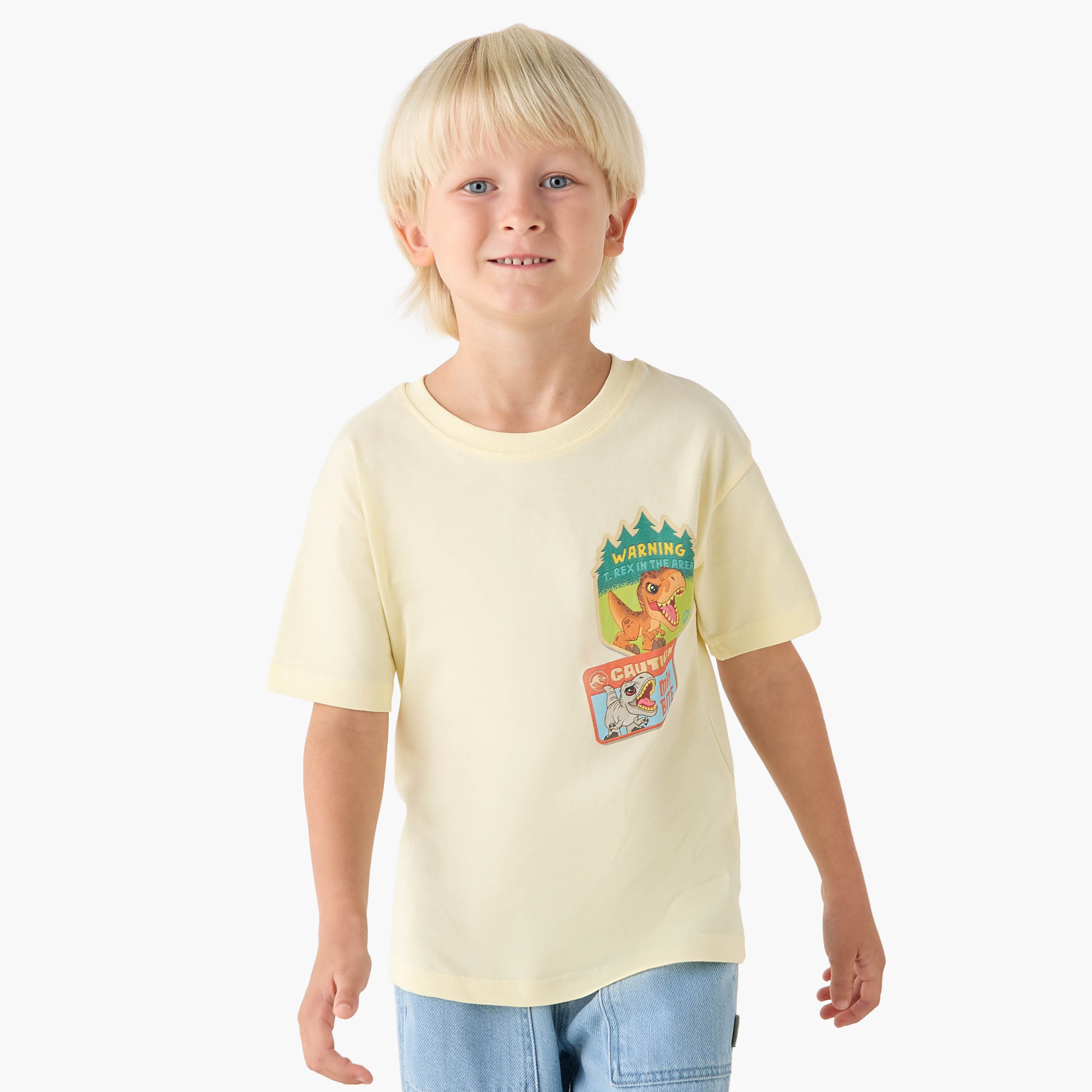 Crew Neck Short Sleeves T-shirt with Jurassic World Print-boys-clothing-tshirtsandpolos-image-3