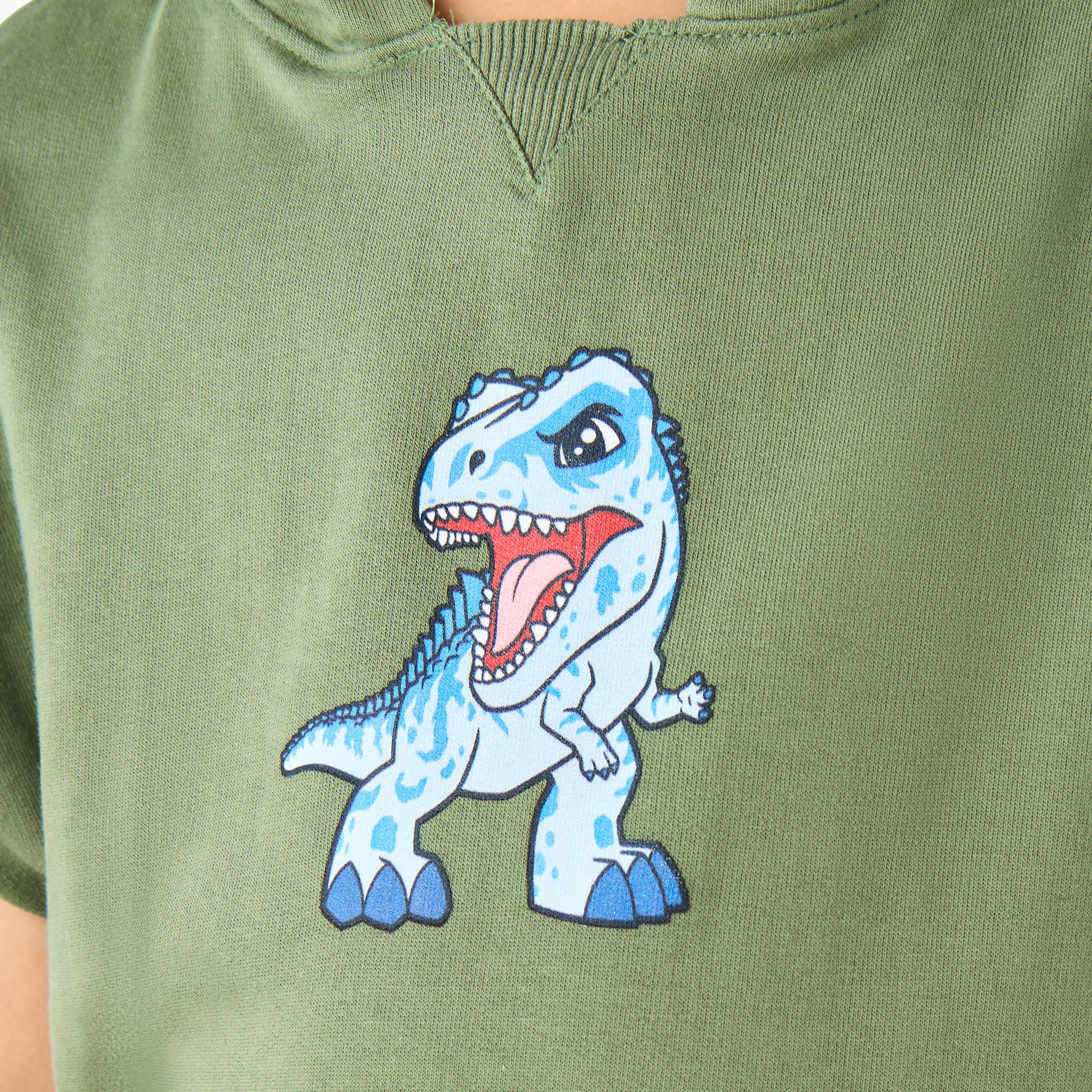Hooded Neck Short Sleeves T-shirt with Dinosaur Print-boys-clothing-tshirtsandpolos-image-6