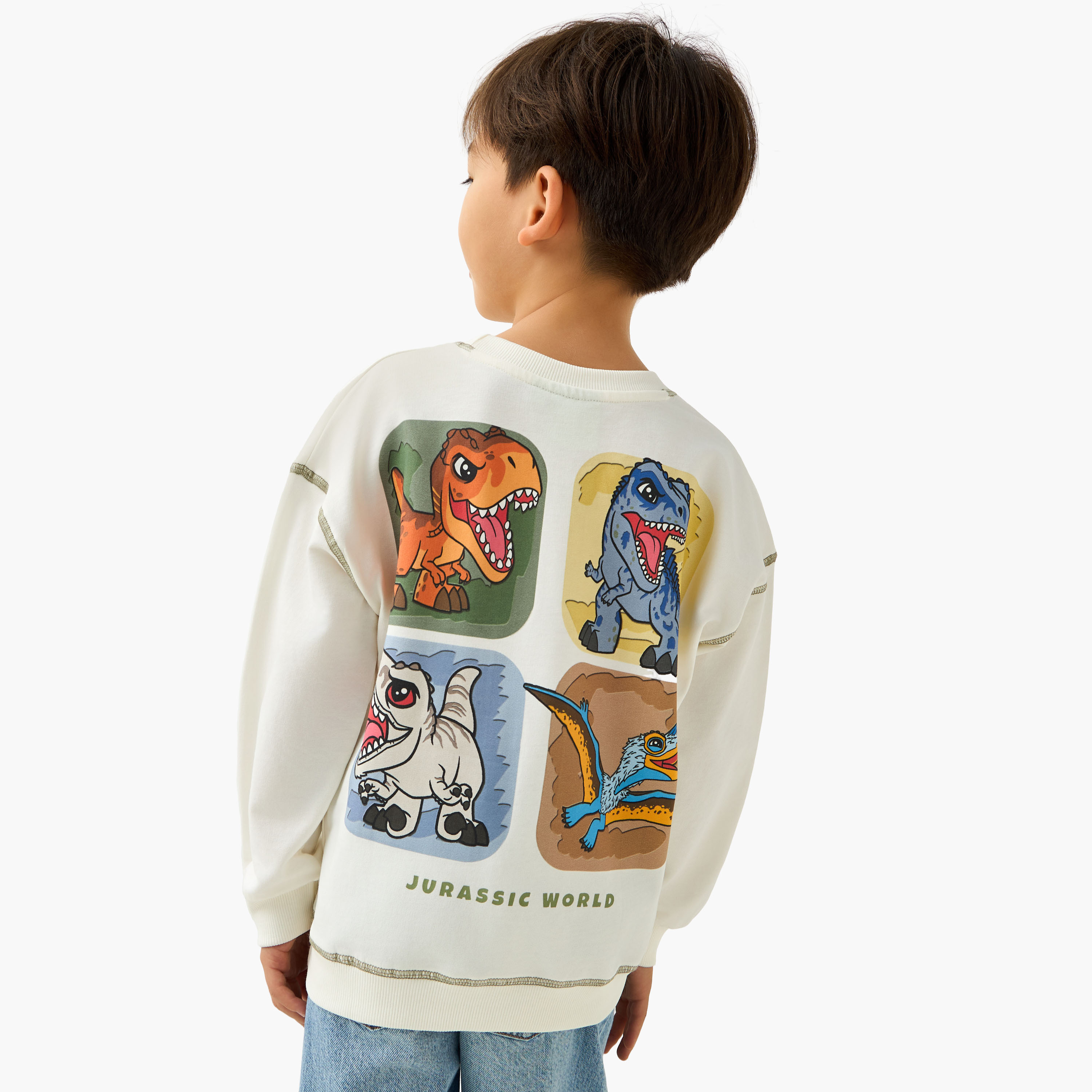 Jurassic World Print Sweatshirt with Long Sleeves-boys-clothing-sweatshirts-image-1