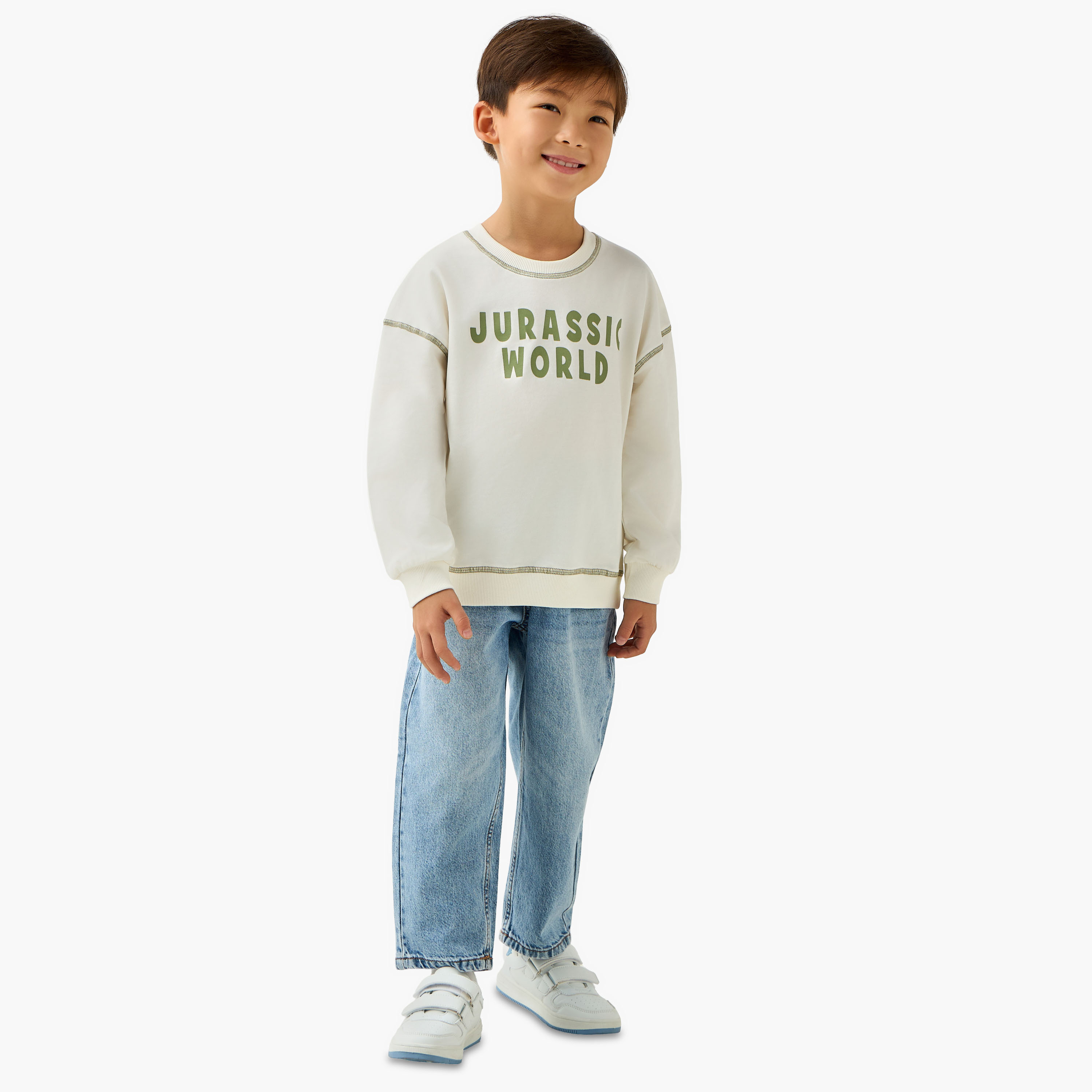 Jurassic World Print Sweatshirt with Long Sleeves-boys-clothing-sweatshirts-image-2