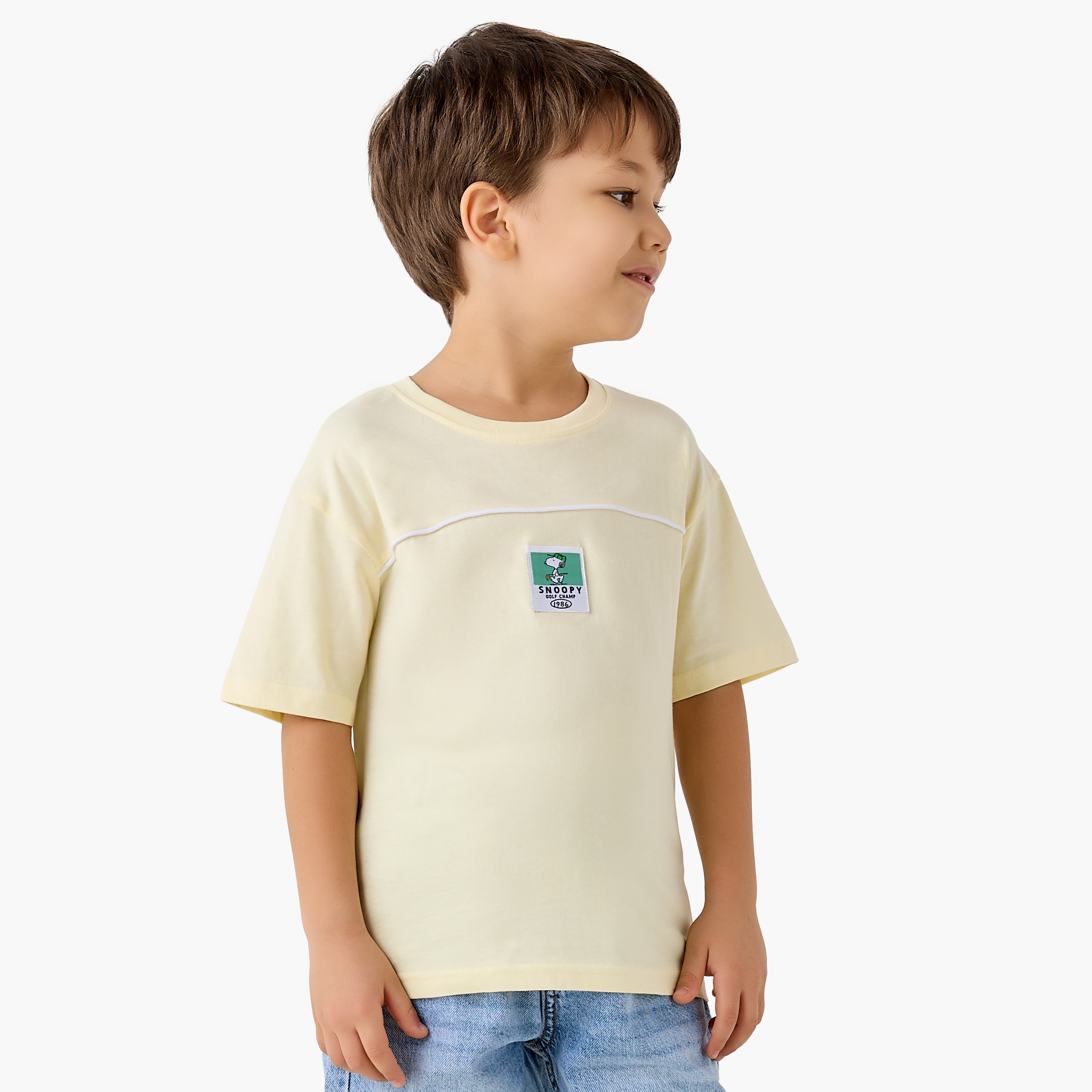 Crew Neck Short Sleeves T-shirt with Snoopy Print-boys-clothing-tshirtsandpolos-image-3
