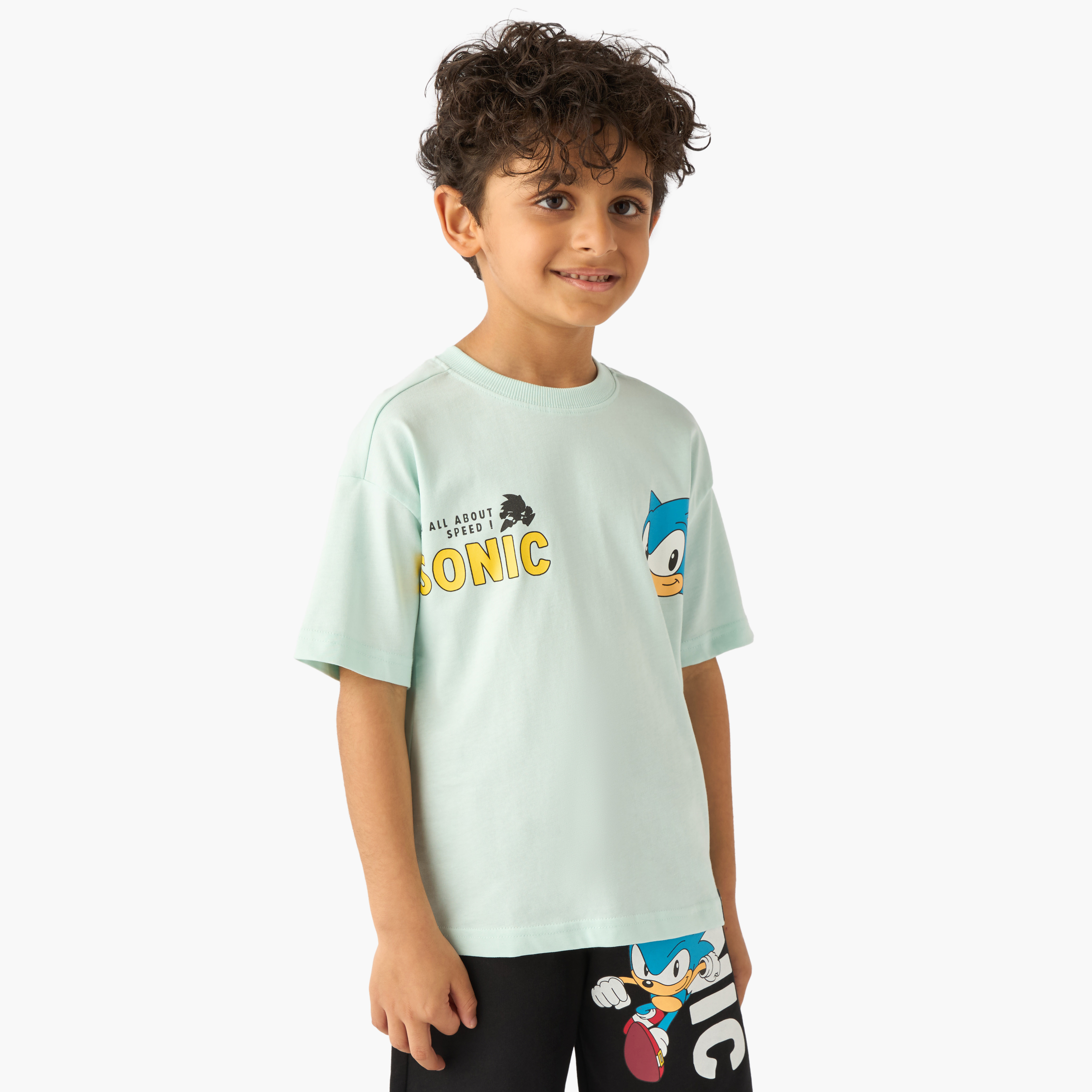 Crew Neck Short Sleeves T-shirt with Sonic the Hedgehog Print-boys-clothing-tshirtsandpolos-image-1