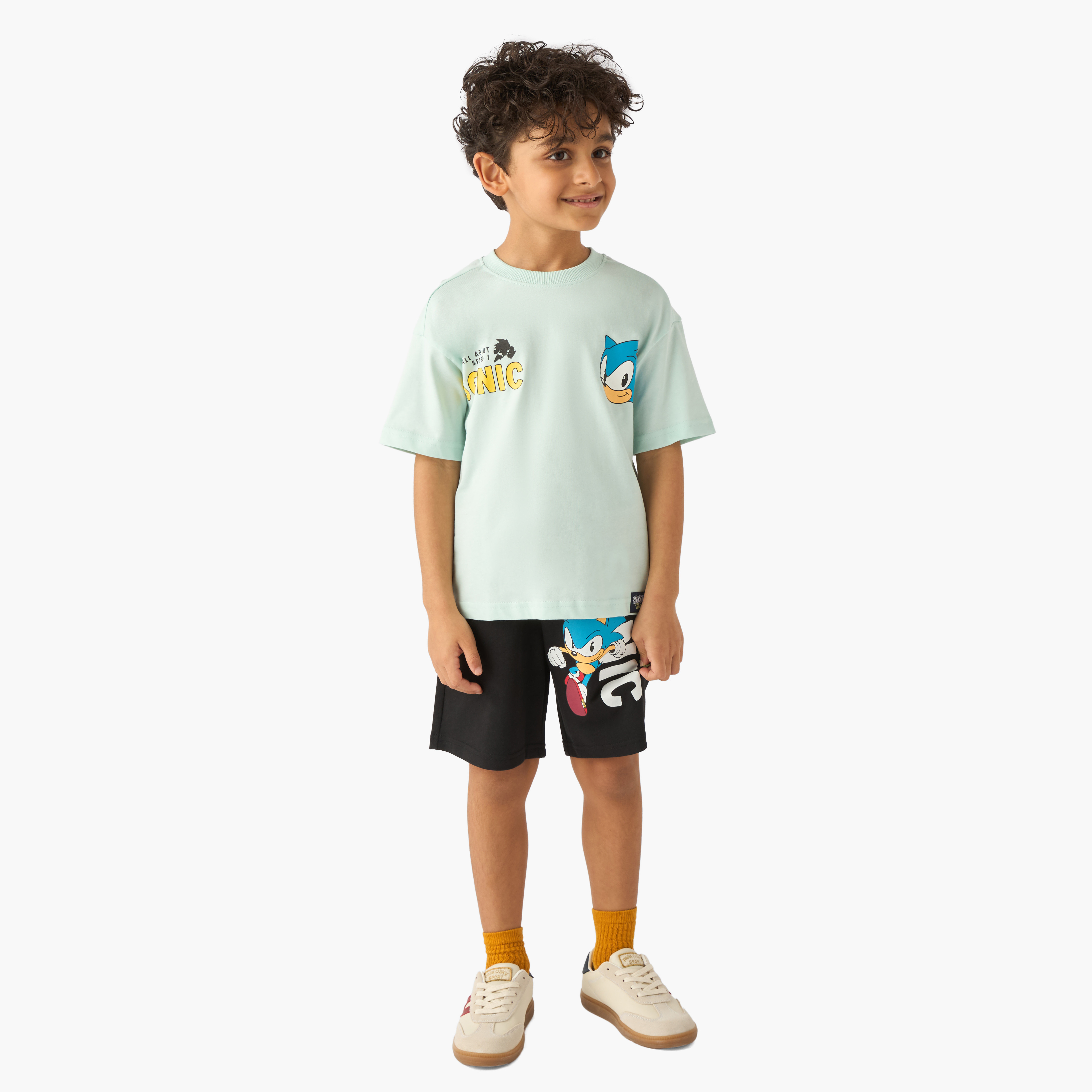 Crew Neck Short Sleeves T-shirt with Sonic the Hedgehog Print-boys-clothing-tshirtsandpolos-image-2
