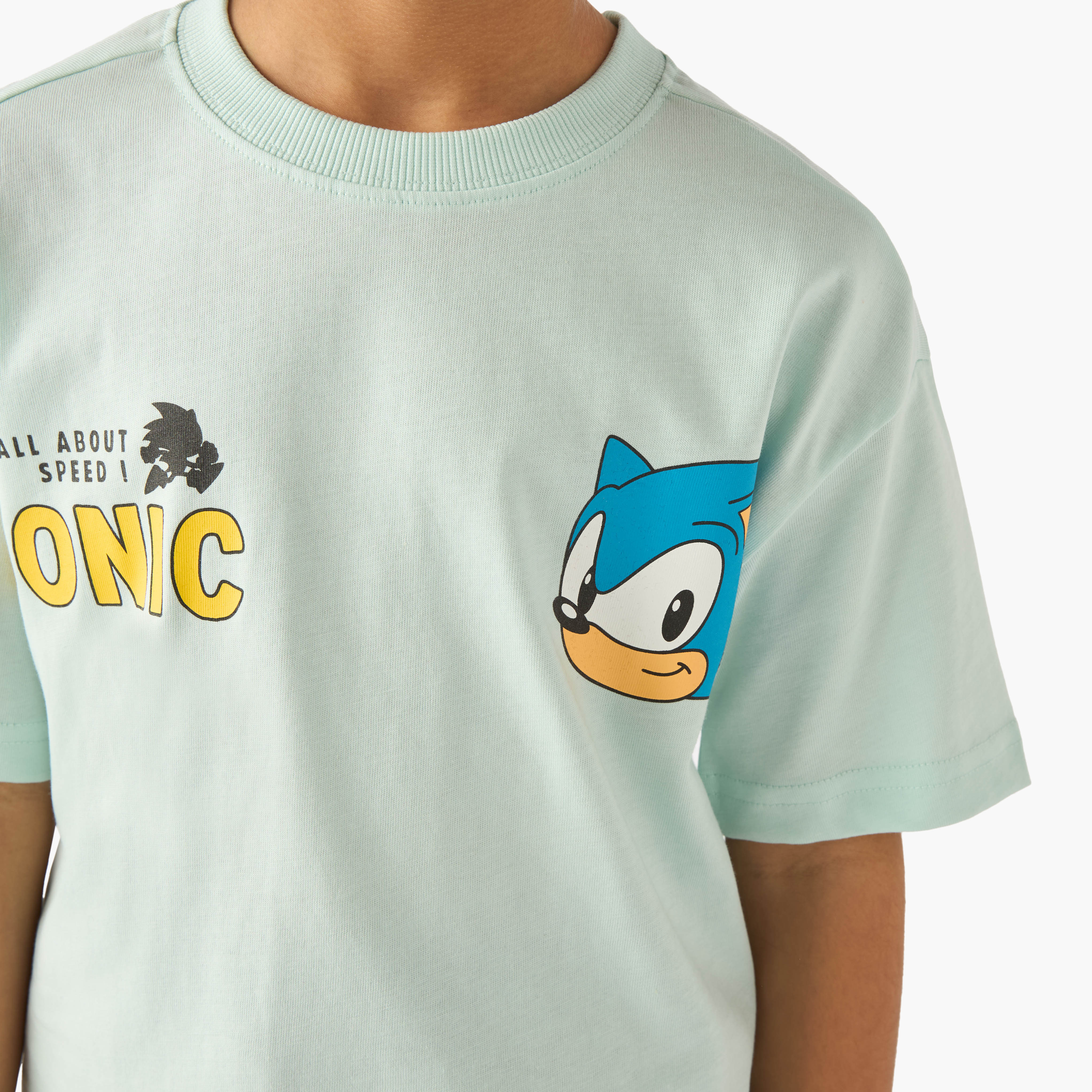 Crew Neck Short Sleeves T-shirt with Sonic the Hedgehog Print-boys-clothing-tshirtsandpolos-image-4