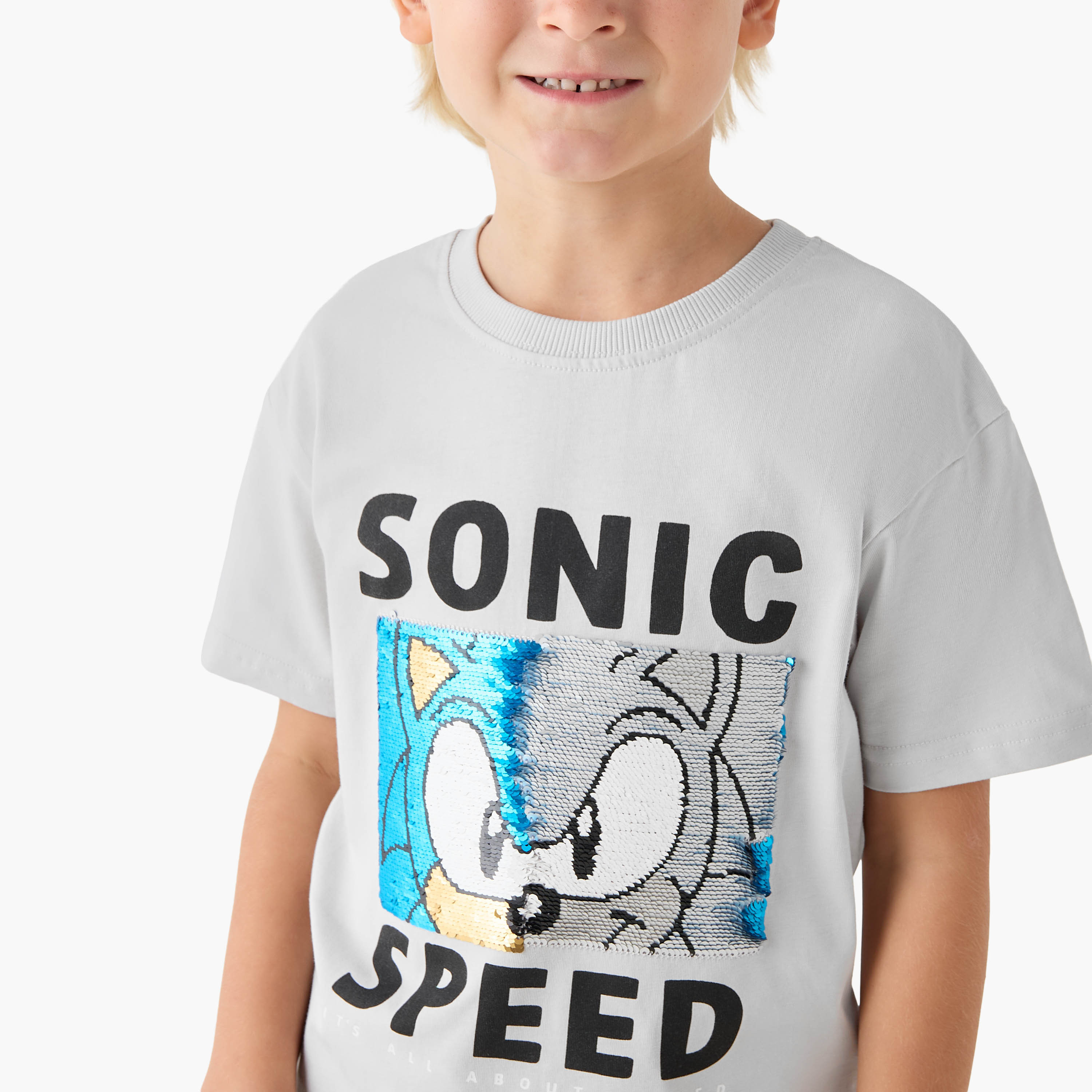 Crew Neck Short Sleeves T-shirt with Sonic Embellishment-boys-clothing-tshirtsandpolos-image-4