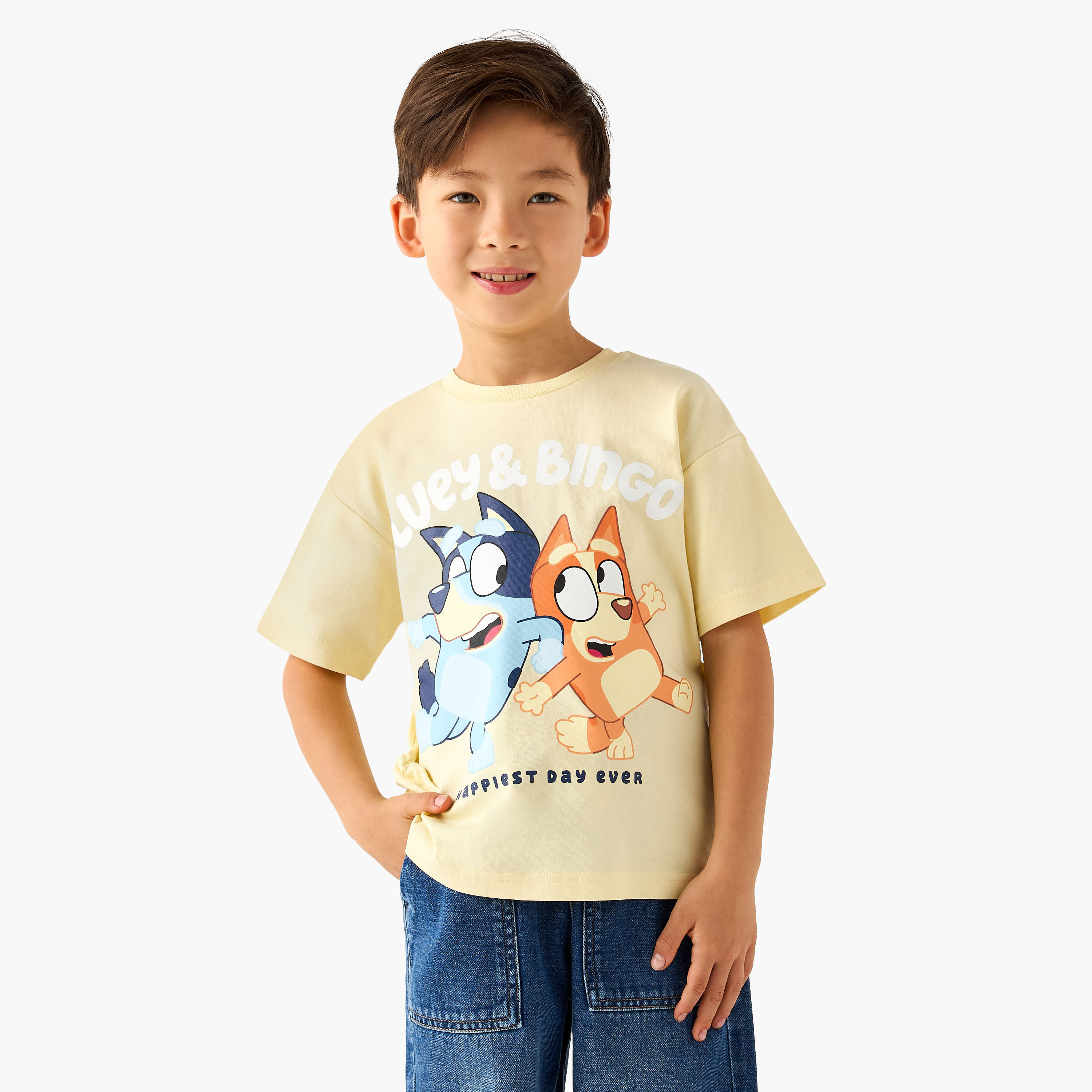 Bluey Crew Neck Short Sleeves T-shirt with Graphic Print-boys-clothing-tshirtsandpolos-image-1