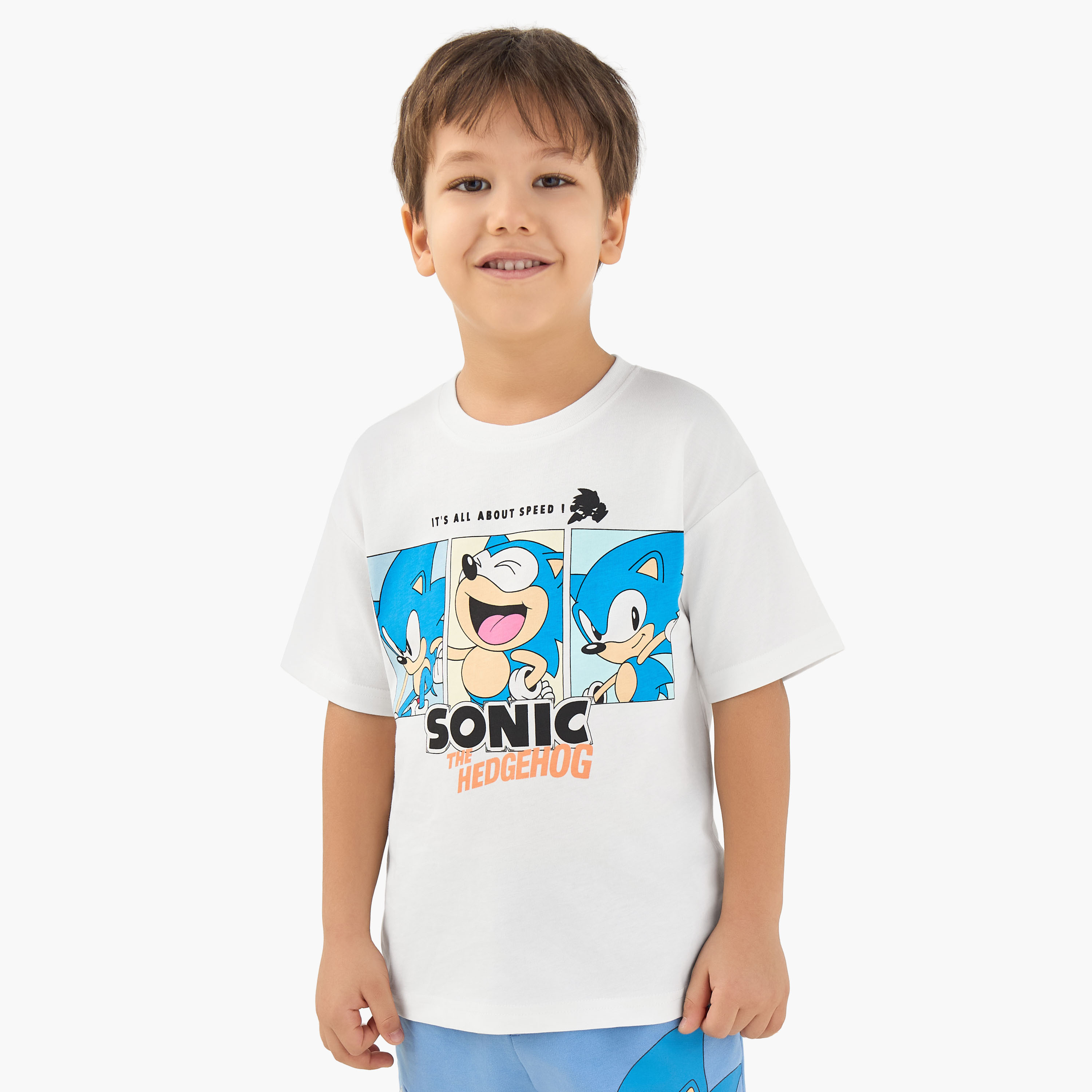 Crew Neck Short Sleeves T-shirt with Sonic the Hedgehog Print-boys-clothing-tshirtsandpolos-image-1