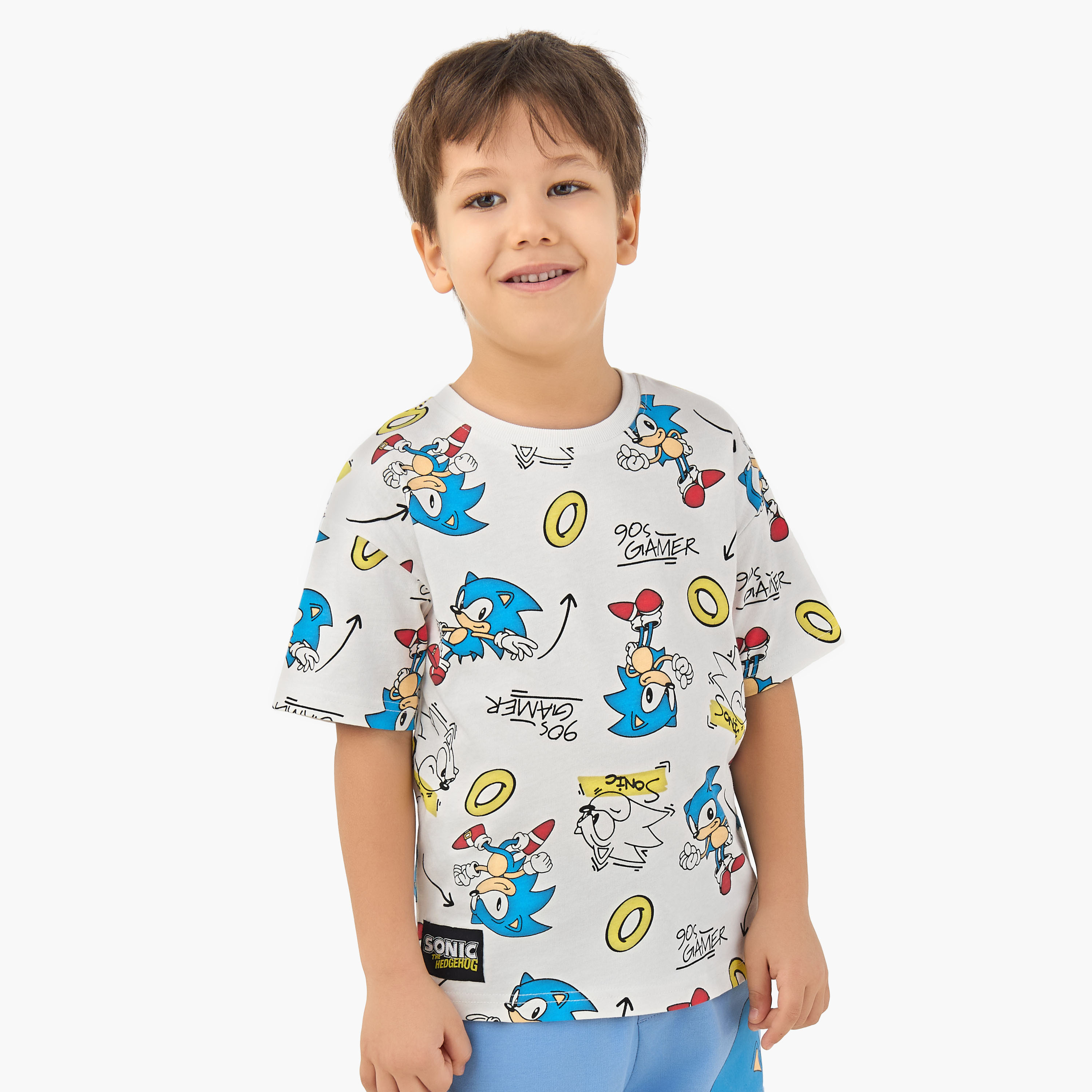 Crew Neck Short Sleeves T-shirt with Sonic the Hedgehog Print-boys-clothing-tshirtsandpolos-image-1