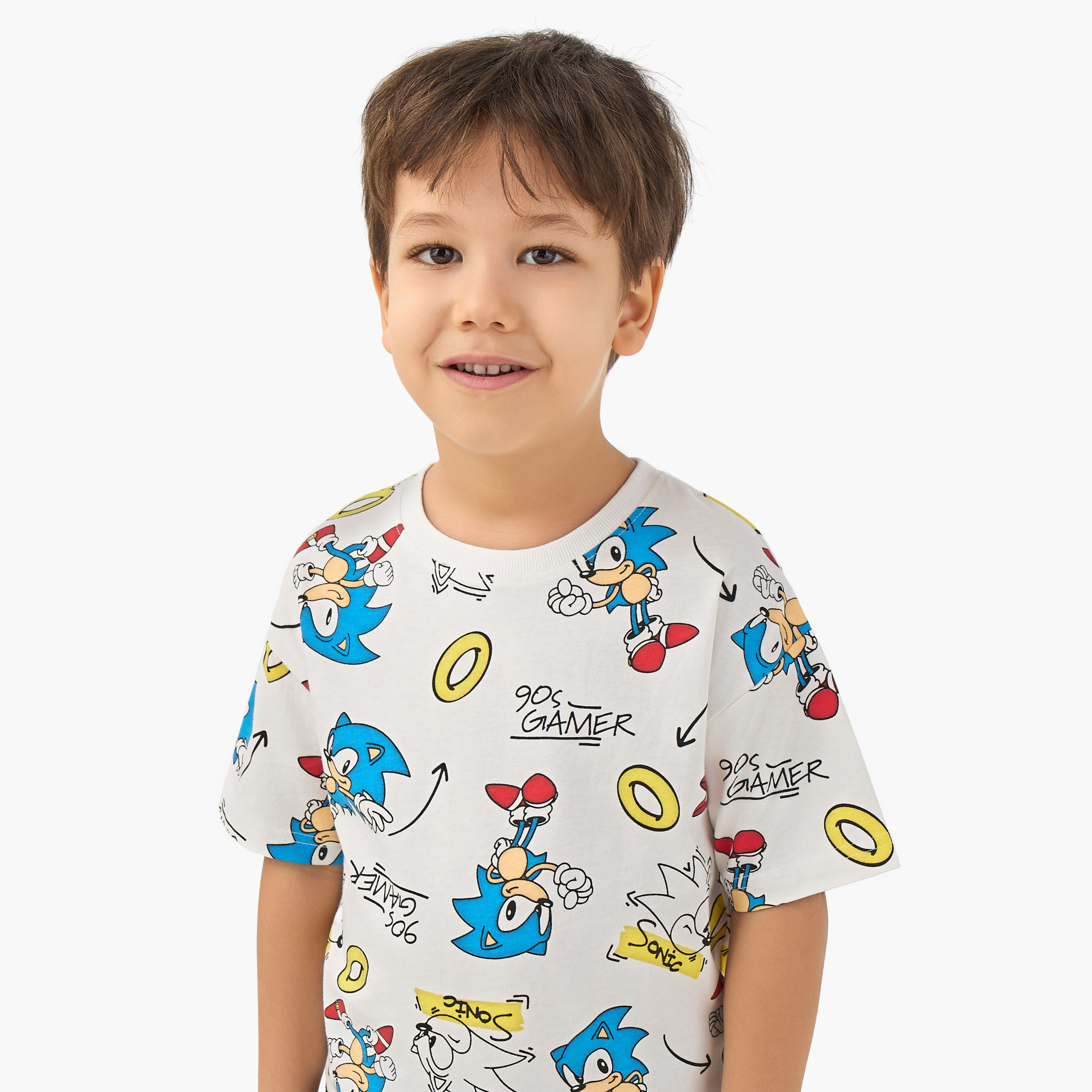 Crew Neck Short Sleeves T-shirt with Sonic the Hedgehog Print-boys-clothing-tshirtsandpolos-image-4