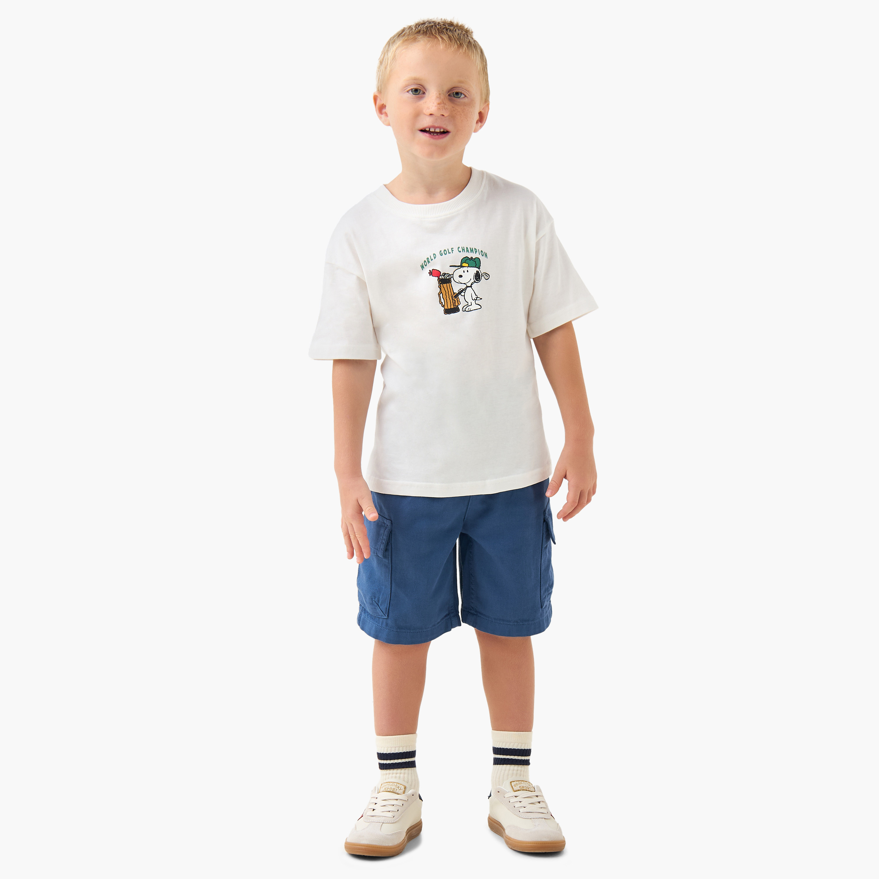 Round Neck Short Sleeve T-shirt with Snoopy Print-boys-clothing-tshirtsandpolos-image-2