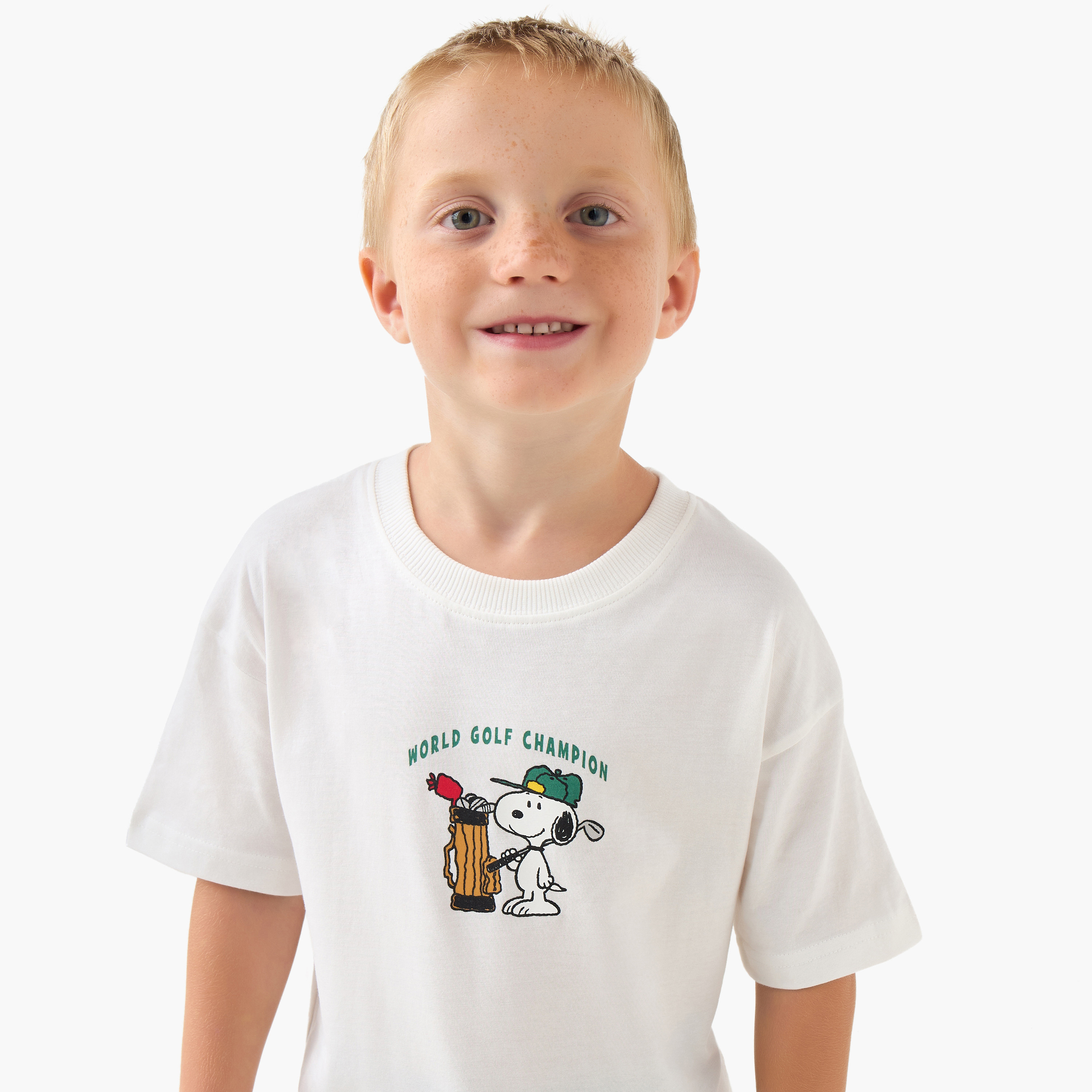 Round Neck Short Sleeve T-shirt with Snoopy Print-boys-clothing-tshirtsandpolos-image-4
