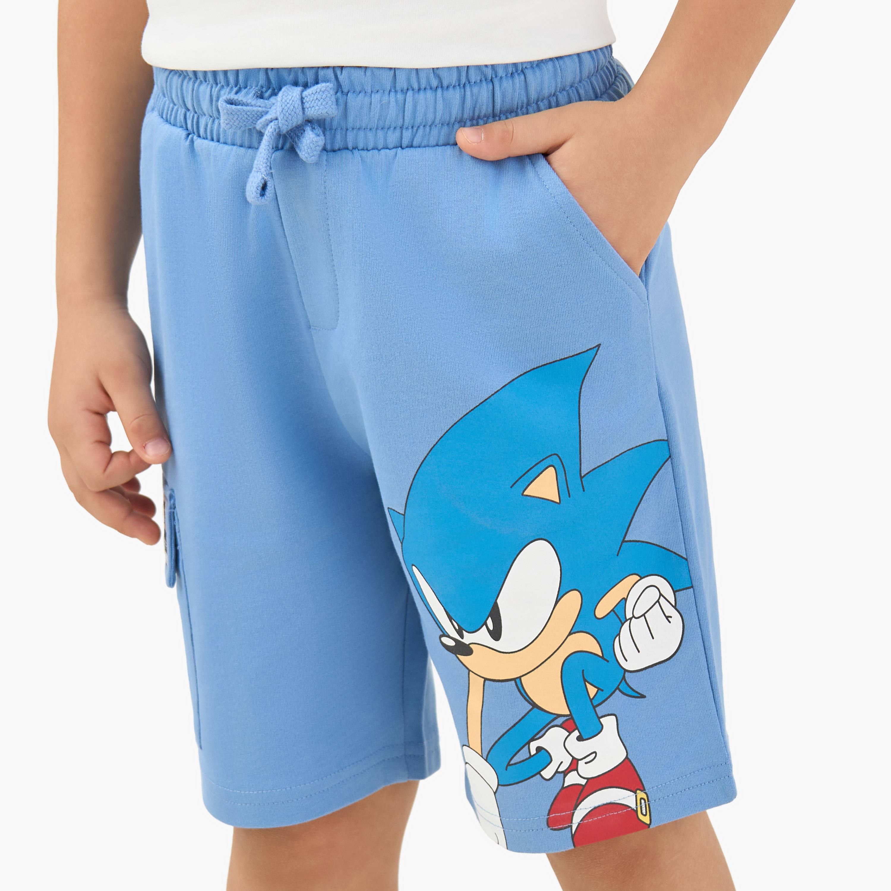 Elasticated Drawstring Waist Shorts with Sonic the Hedgehog Print-boys-clothing-bottoms-shorts-image-4