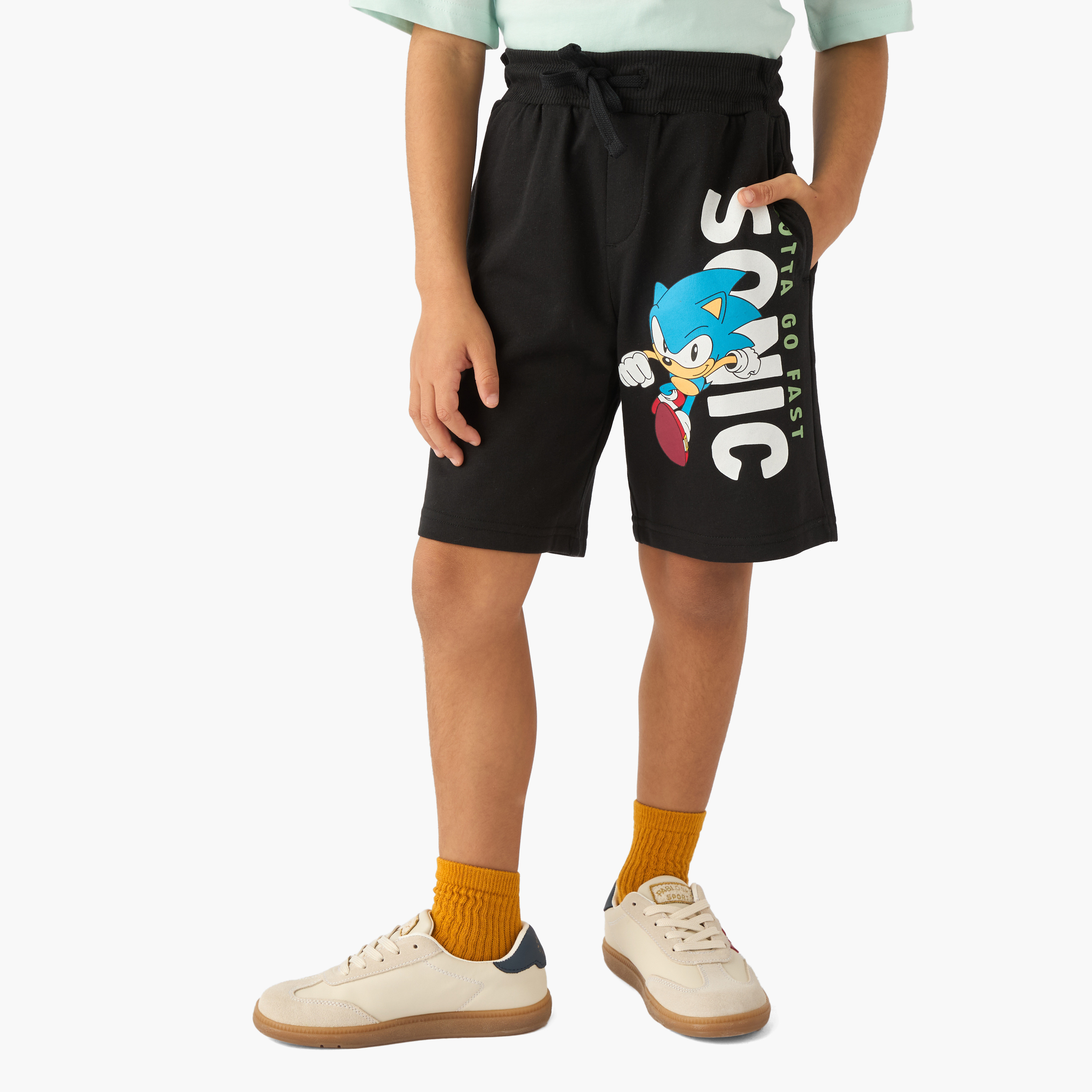 شورت طول الركبة بطبعات سونيك وخصر مطاطي برباط-boys-clothing-bottoms-shorts-image-5