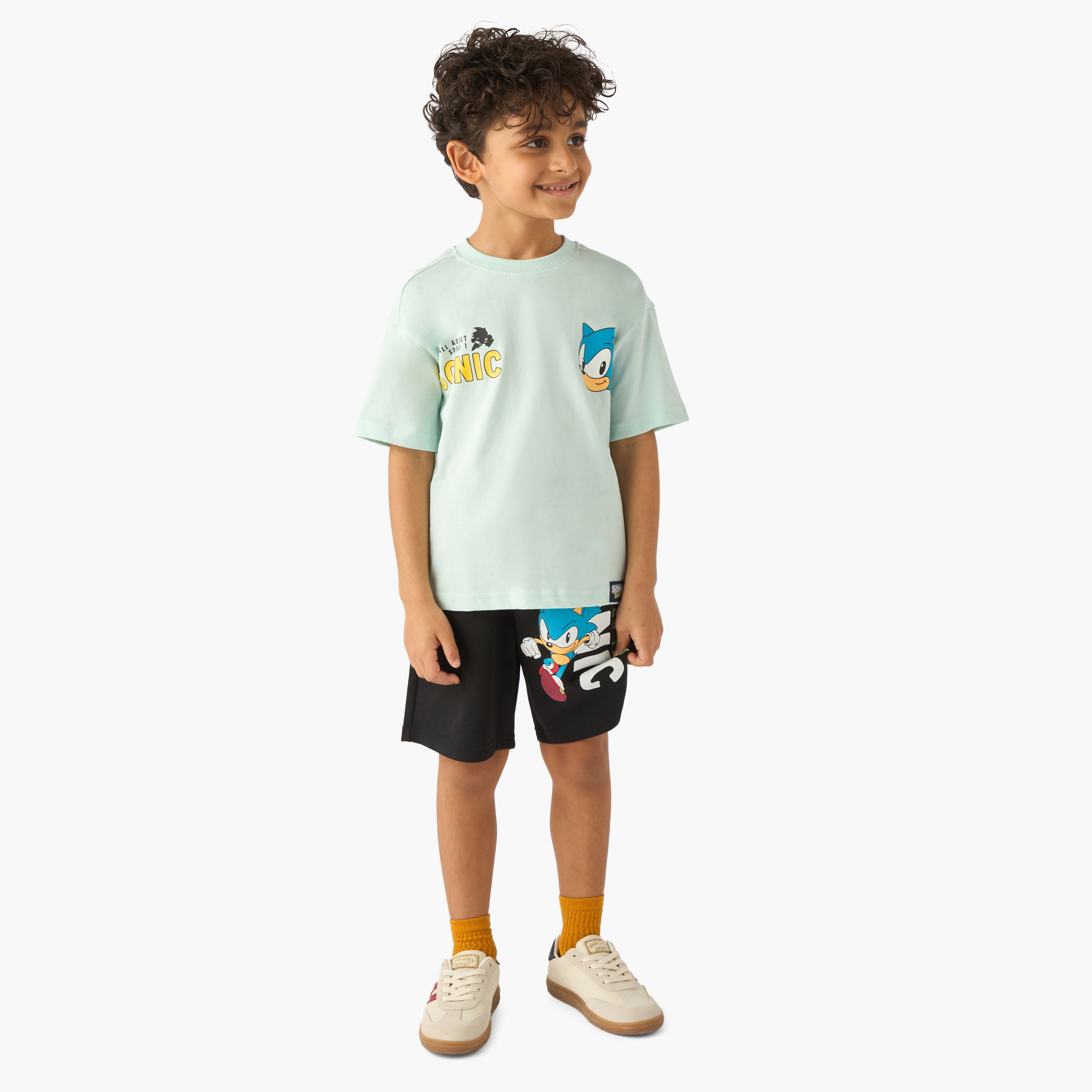 شورت طول الركبة بطبعات سونيك وخصر مطاطي برباط-boys-clothing-bottoms-shorts-image-4