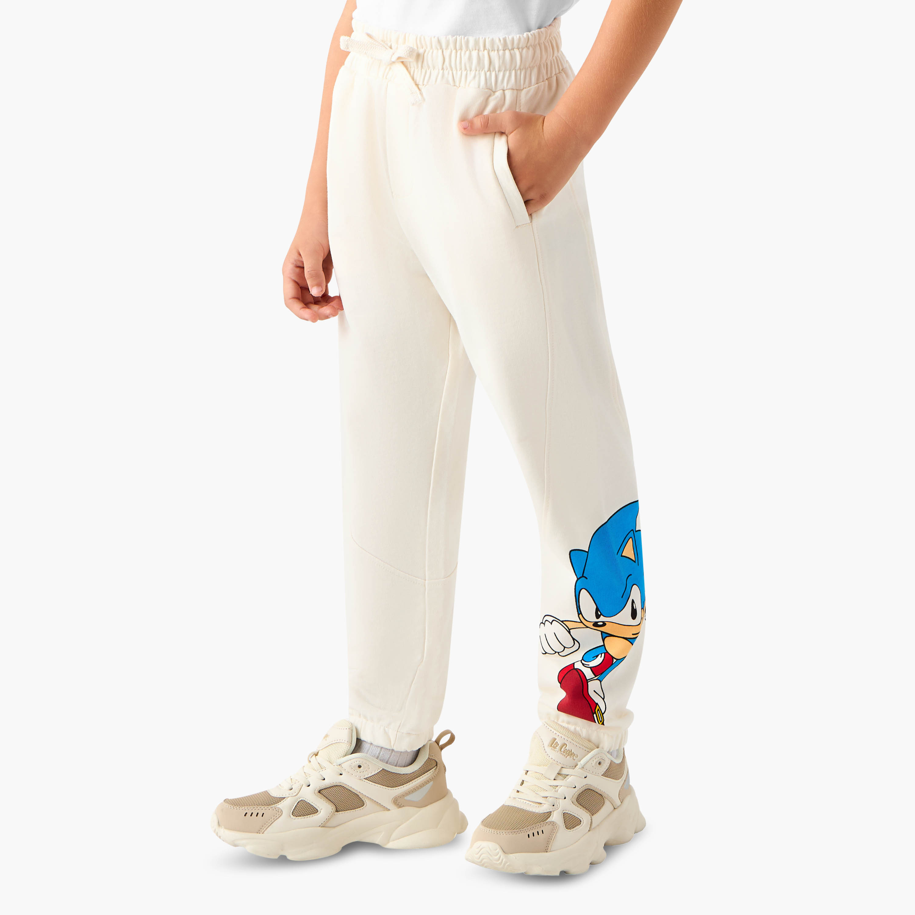 Elasticated Drawstring Waist Joggers with Sonic the Hedgehog Print-boys-clothing-bottoms-joggersandtrackpants-image-1