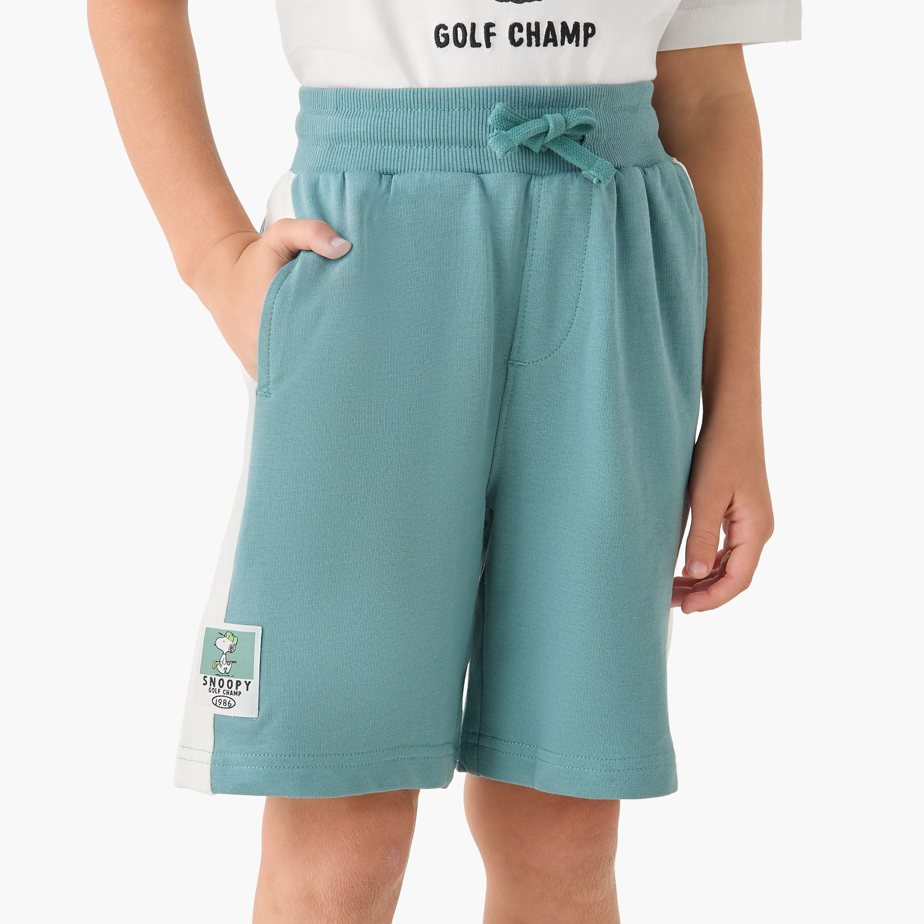 Crew Neck Short Sleeves T-shirt and Shorts Set with Snoopy Print-baby-boys-clothing-setsandcoords-image-3