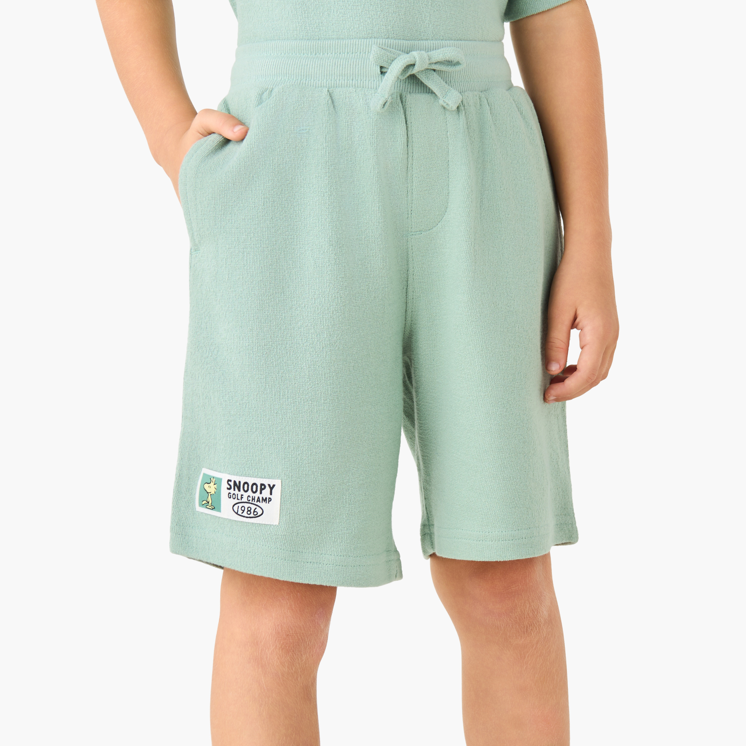 Polo Collar Short Sleeves T-shirt and Shorts Set with Peanuts Print-baby-boys-clothing-setsandcoords-image-3