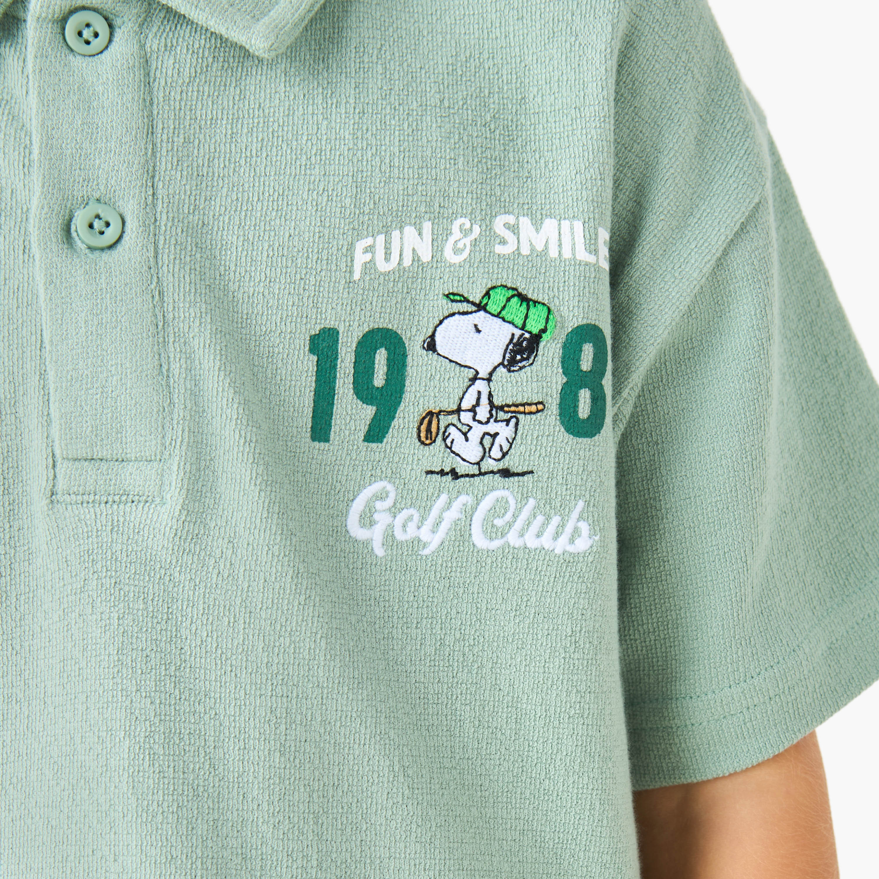 Polo Collar Short Sleeves T-shirt and Shorts Set with Peanuts Print-baby-boys-clothing-setsandcoords-image-7