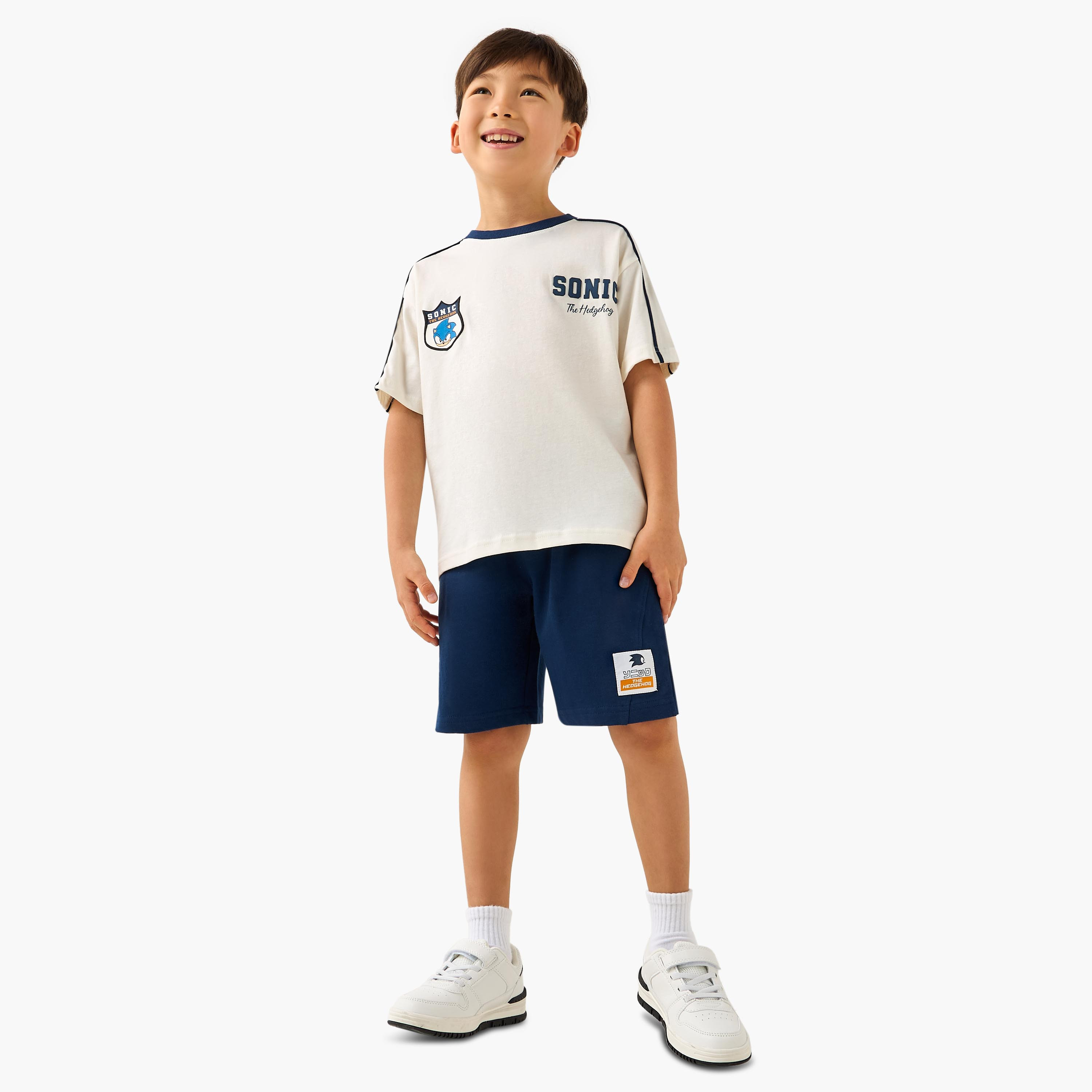 Crew Neck Short Sleeves T-shirt and Shorts Set with Sonic Print-baby-boys-clothing-setsandcoords-image-2