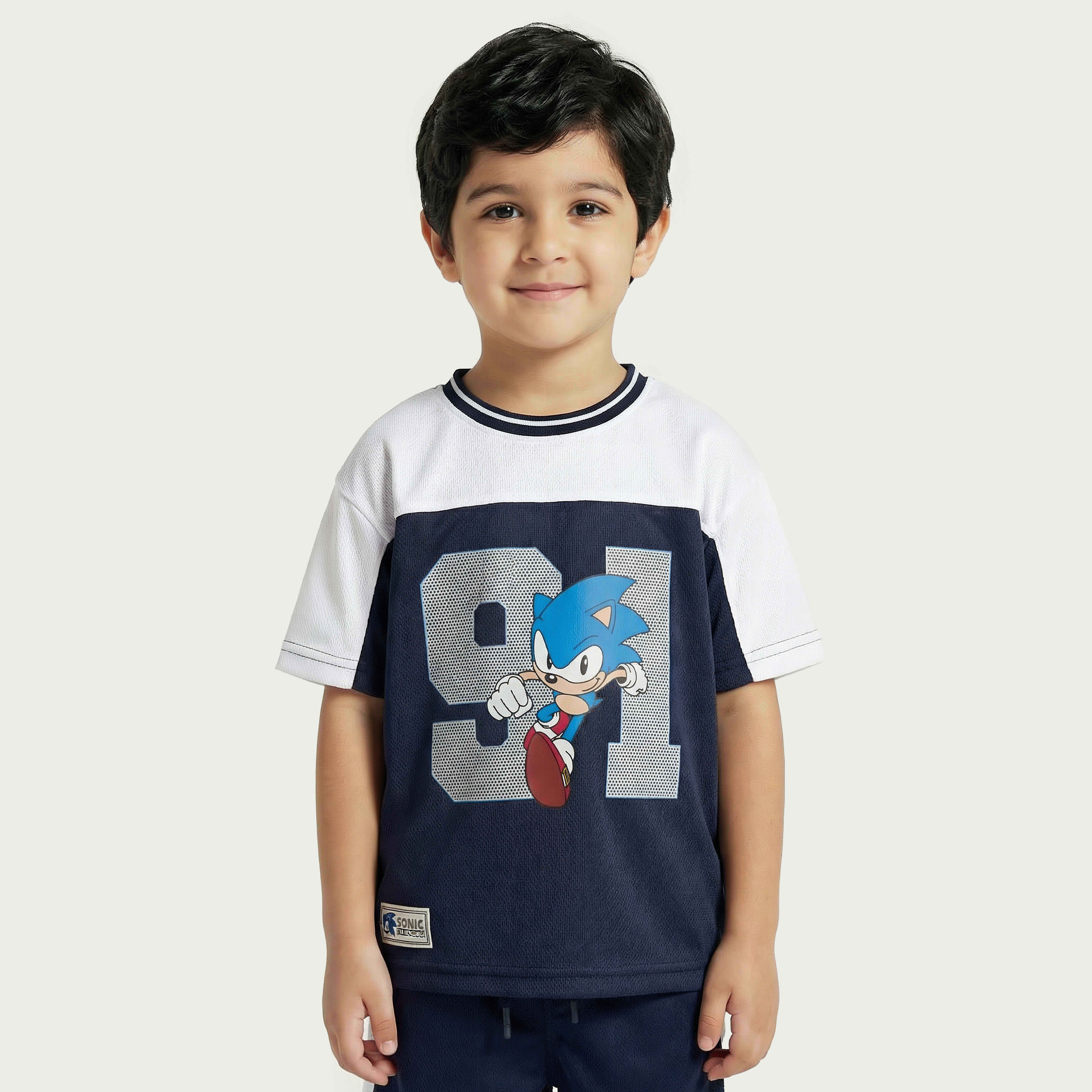 Crew Neck Short Sleeves T-shirt and Shorts Set with Sonic the Hedgehog Print-boys-clothing-setsandcoords-image-2