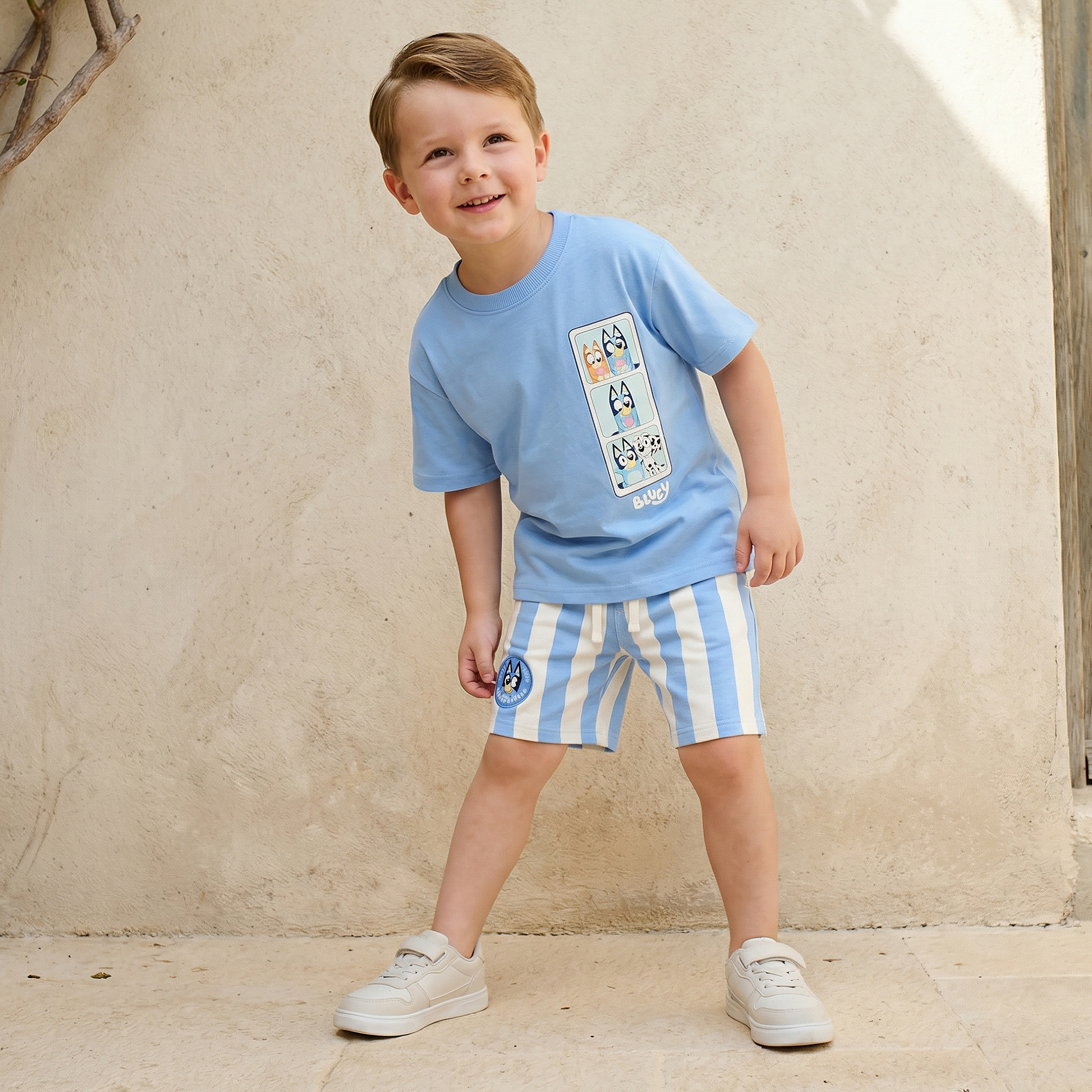 Bluey Crew Neck Short Sleeve T-shirt and Shorts Set with Drawstring Closure-baby-boys-clothing-setsandcoords-image-1