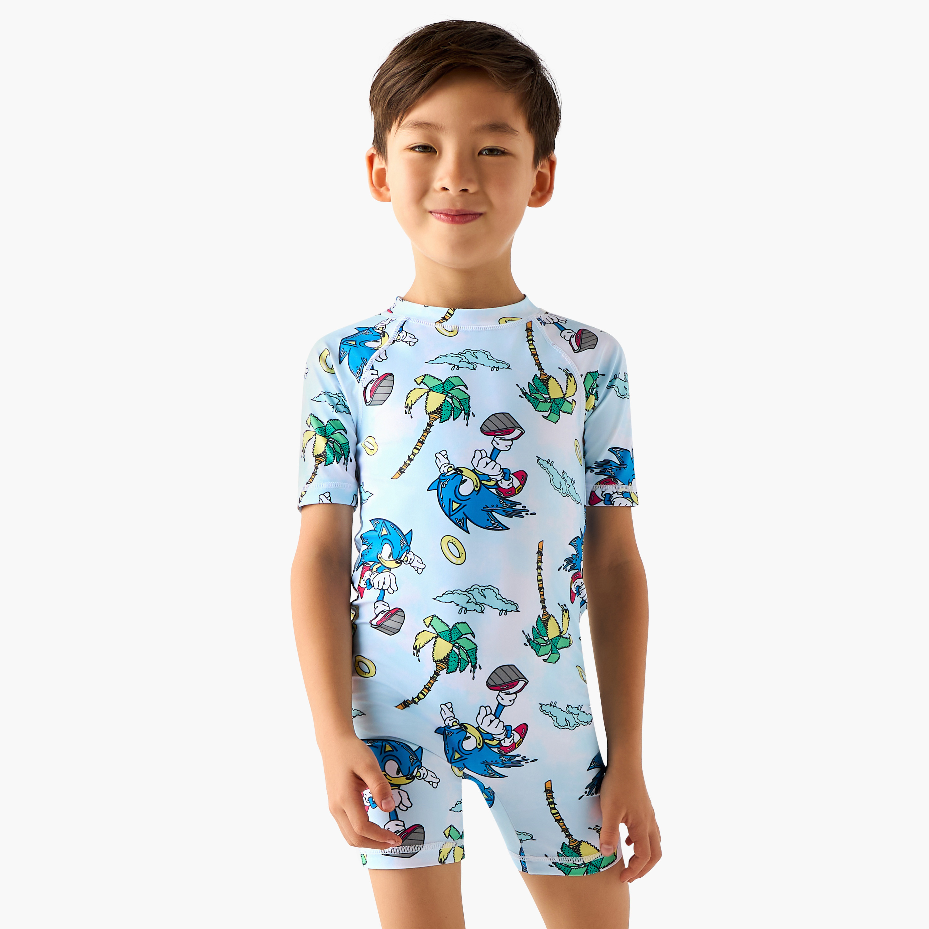 Boys Sonic the Hedgehog Print Swimsuit-boys-clothing-swimwear-image-1