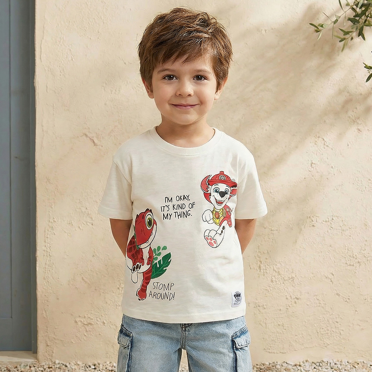 Crew Neck Short Sleeves T-shirt with PAW Patrol Print-boys-clothing-tshirtsandpolos-image-1