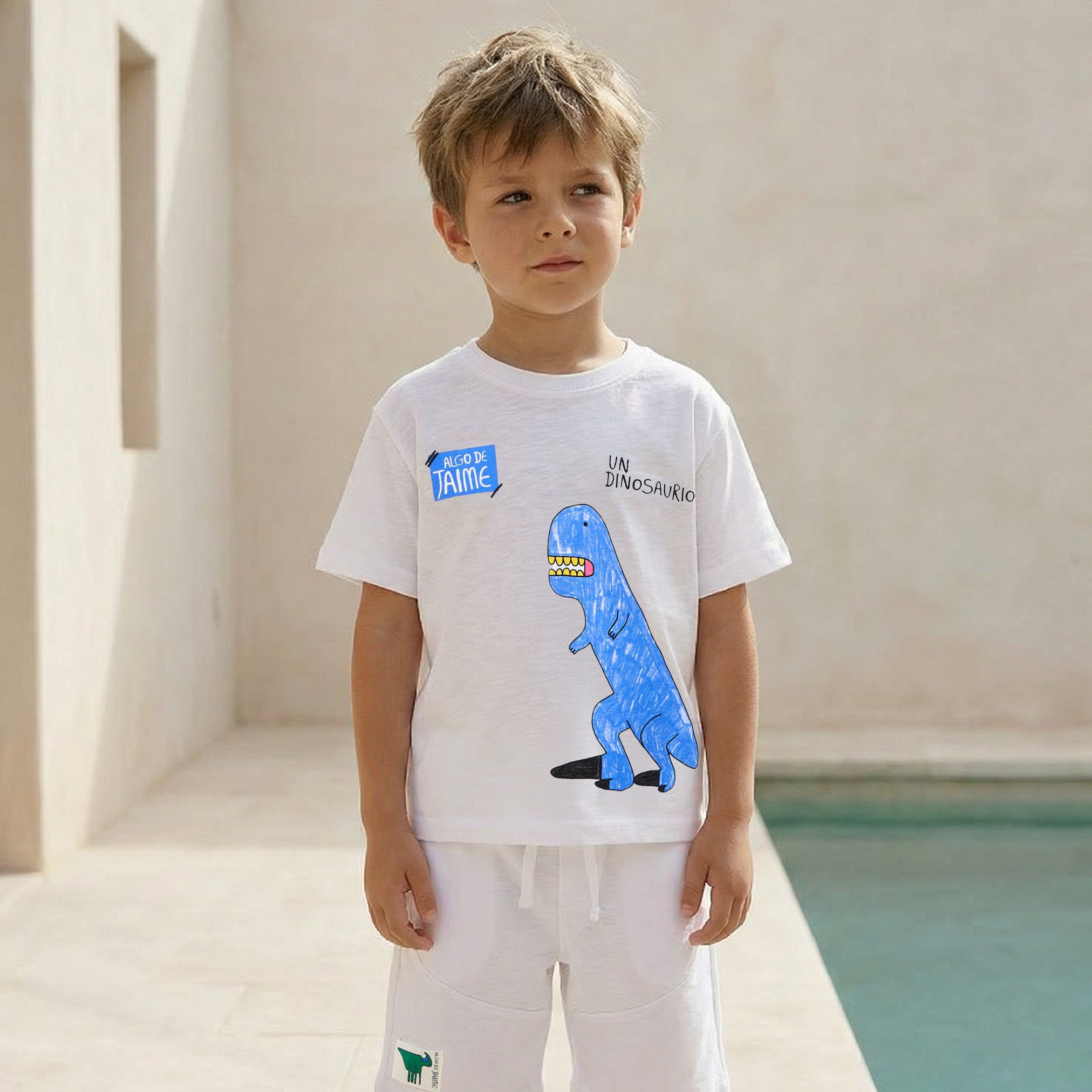 Seminal Crew Neck Short Sleeve T-shirt and Shorts Set with Dinosaur Print-baby-boys-clothing-setsandcoords-image-2