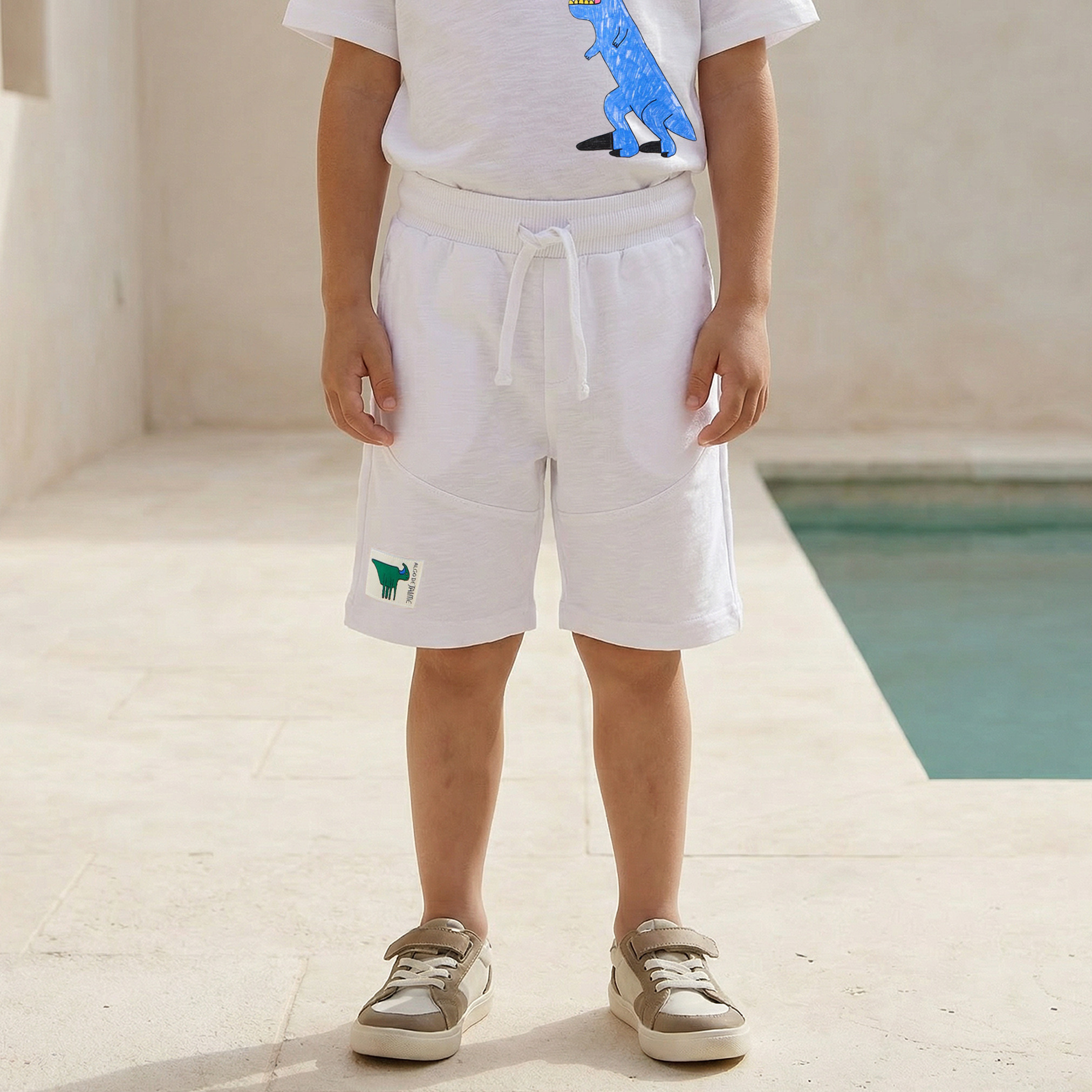 Seminal Crew Neck Short Sleeve T-shirt and Shorts Set with Dinosaur Print-baby-boys-clothing-setsandcoords-image-4