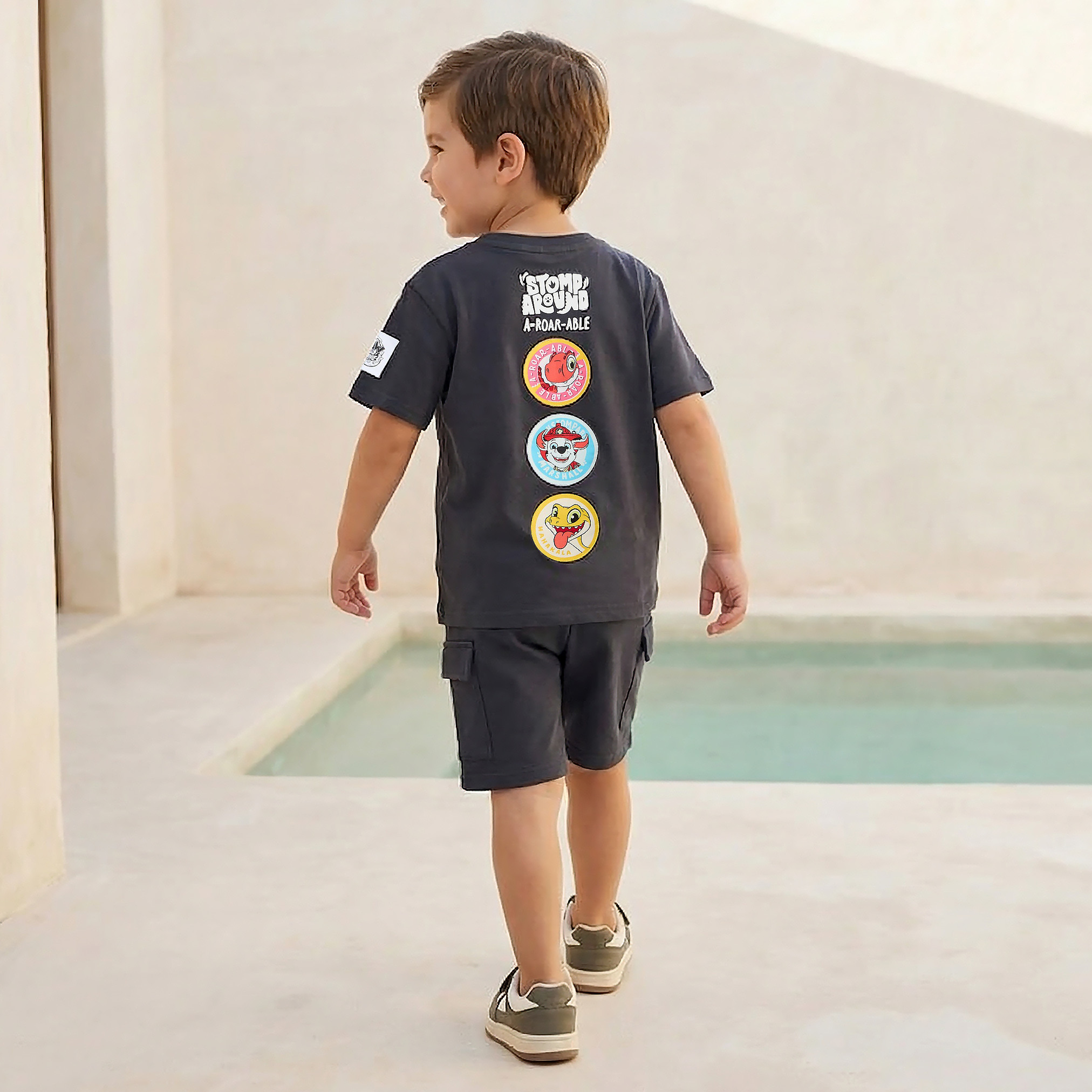 Crew Neck Short Sleeve T-shirt and Shorts Set with PAW Patrol Print-baby-boys-clothing-setsandcoords-image-3